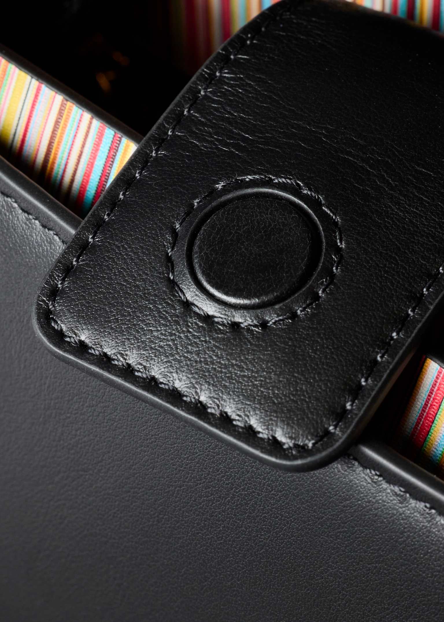 Women's Black Leather 'Signature Stripe' Top Handle Bag Paul Smith
