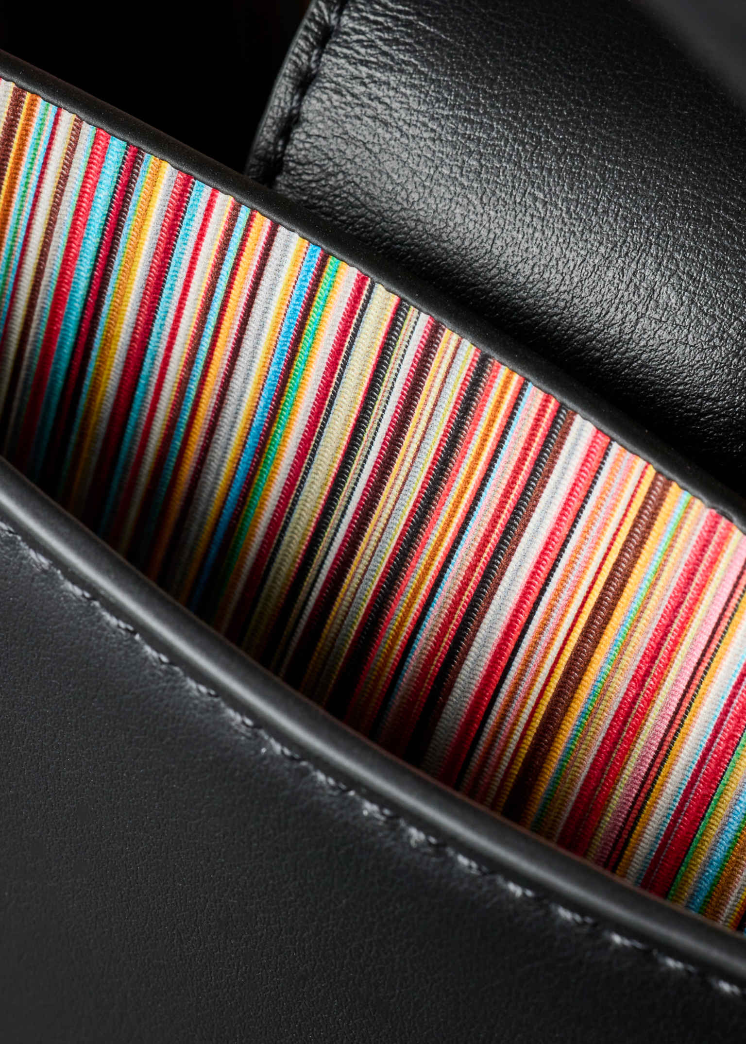 Women's Black Leather 'Signature Stripe' Top Handle Bag Paul Smith