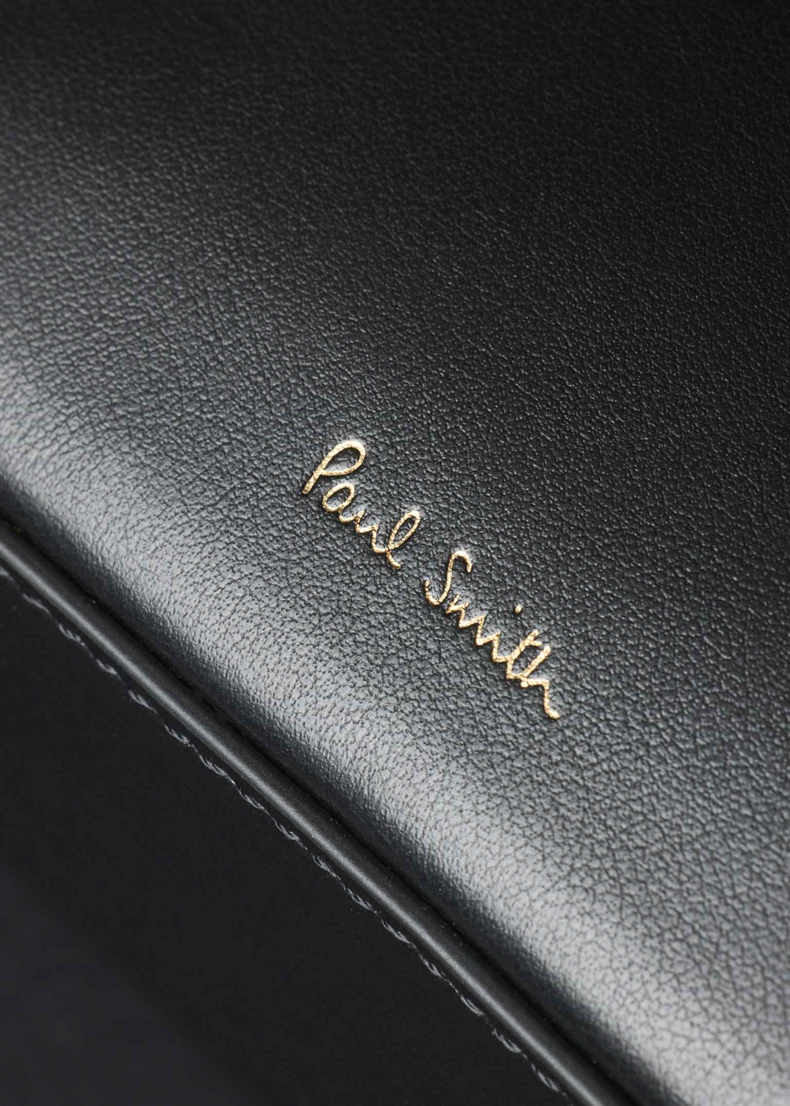 Women's Black Leather 'Signature Stripe' Top Handle Bag Paul Smith