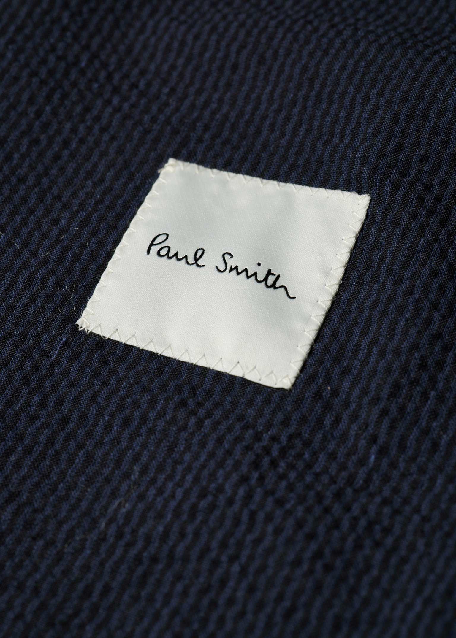 シャーロック　Paul Smith プレーントゥ　UKサイズ6 Men's Navy Cotton-Blend Seersucker Stripe Blazer
