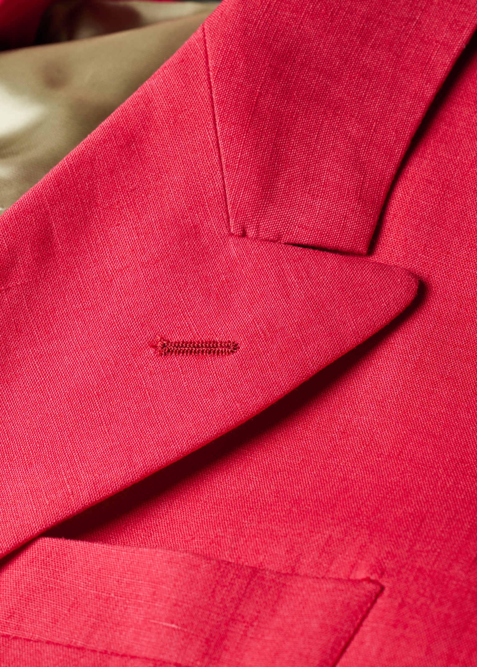 Men's Fuchsia Linen Double-Breasted Blazer