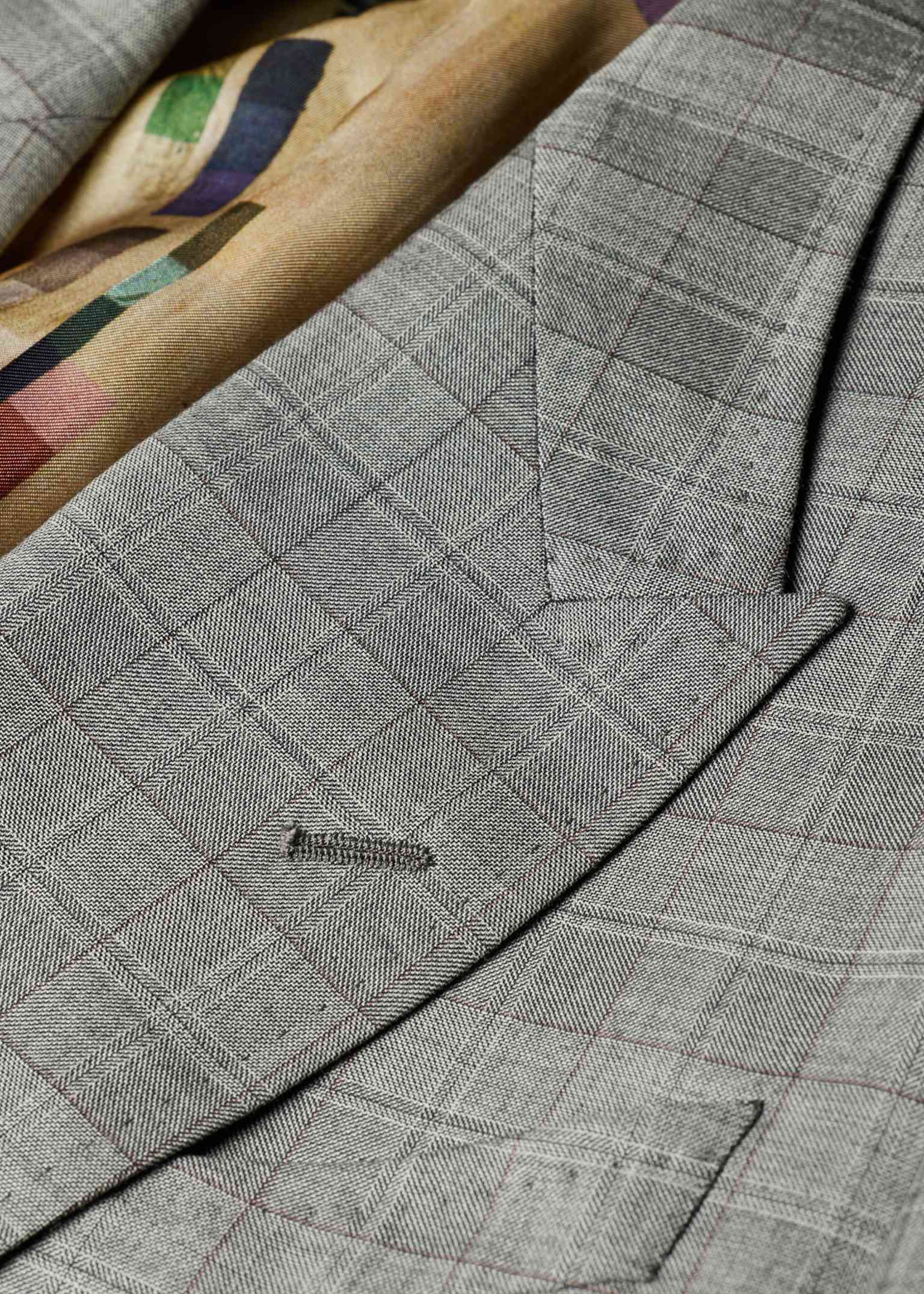 Men's Grey Check Wool DoubleBreasted Blazer — free download