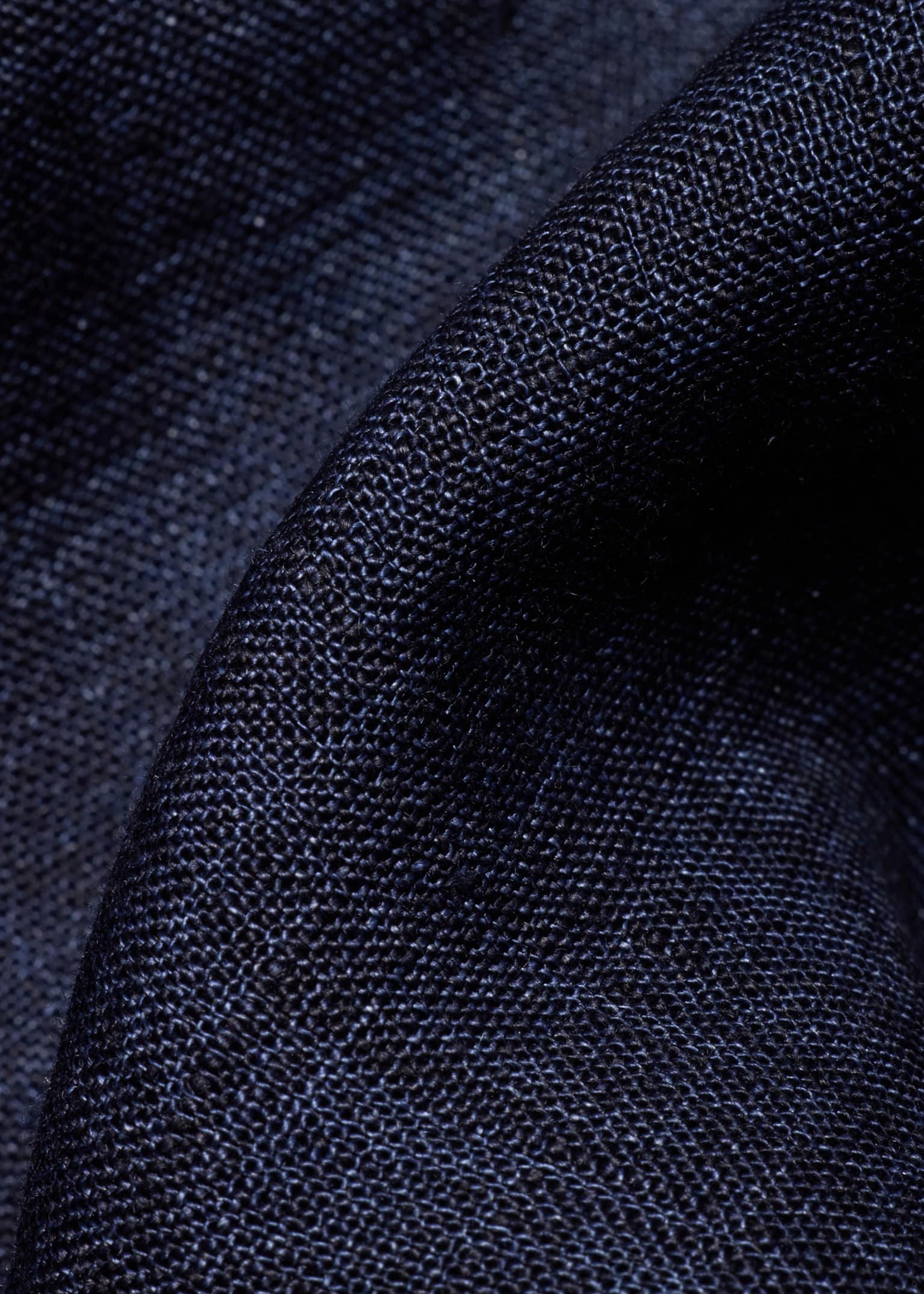 Men's Slim-Fit Navy Blue Linen Shirt