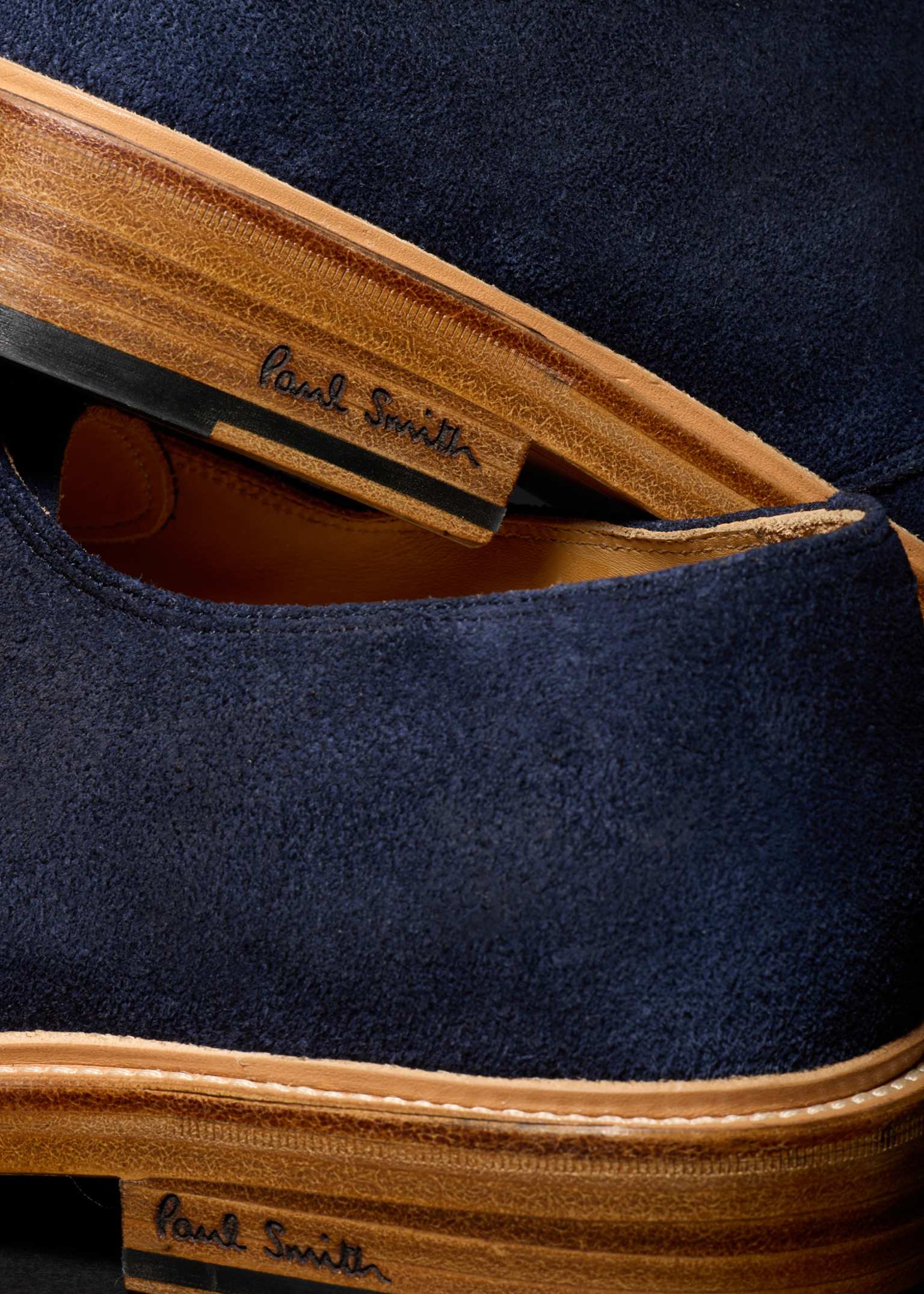 Paul Smith Navy Suede Tassel Loafers with Brown Sole Trim Men main image 3