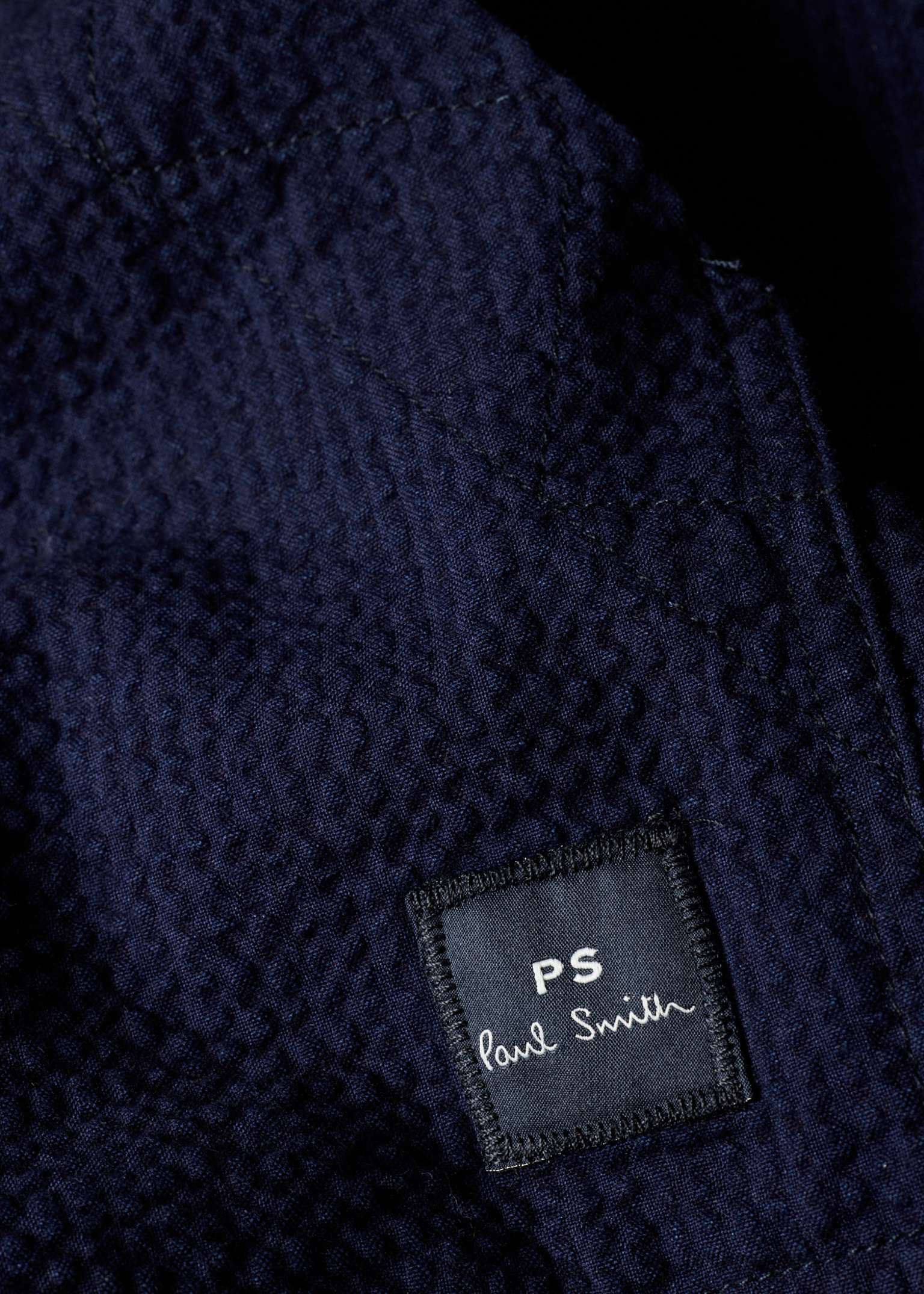 Men's Navy Cotton Seersucker Work Jacket