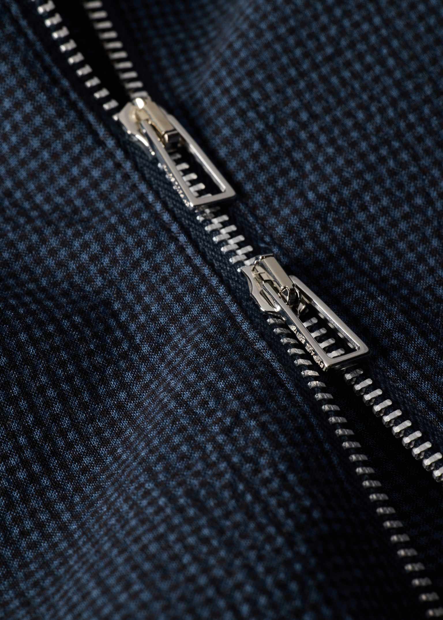 Men's Blue Seersucker Check Zip Shirt Jacket