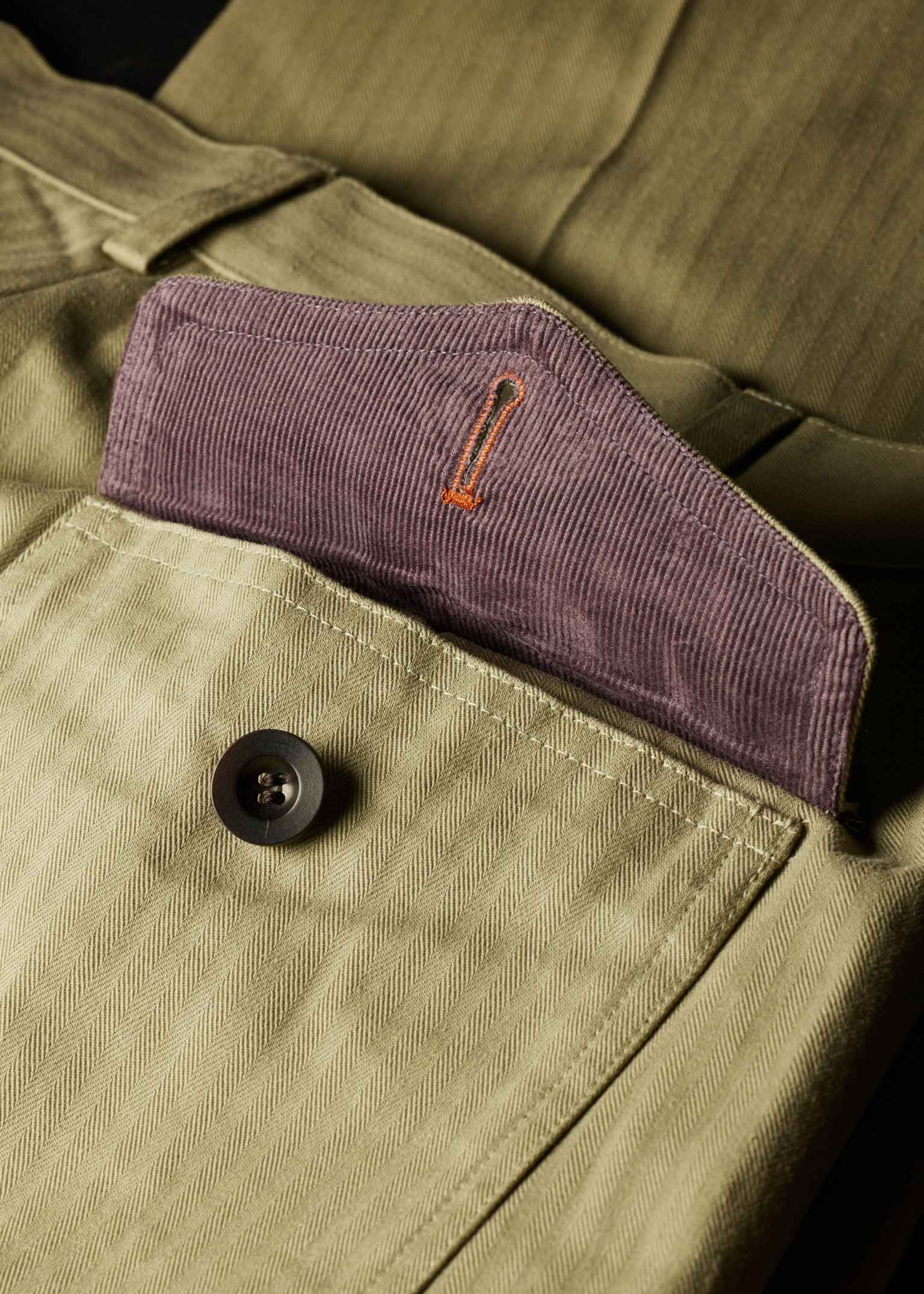 Stone Cotton Herringbone Fatigue Trouser