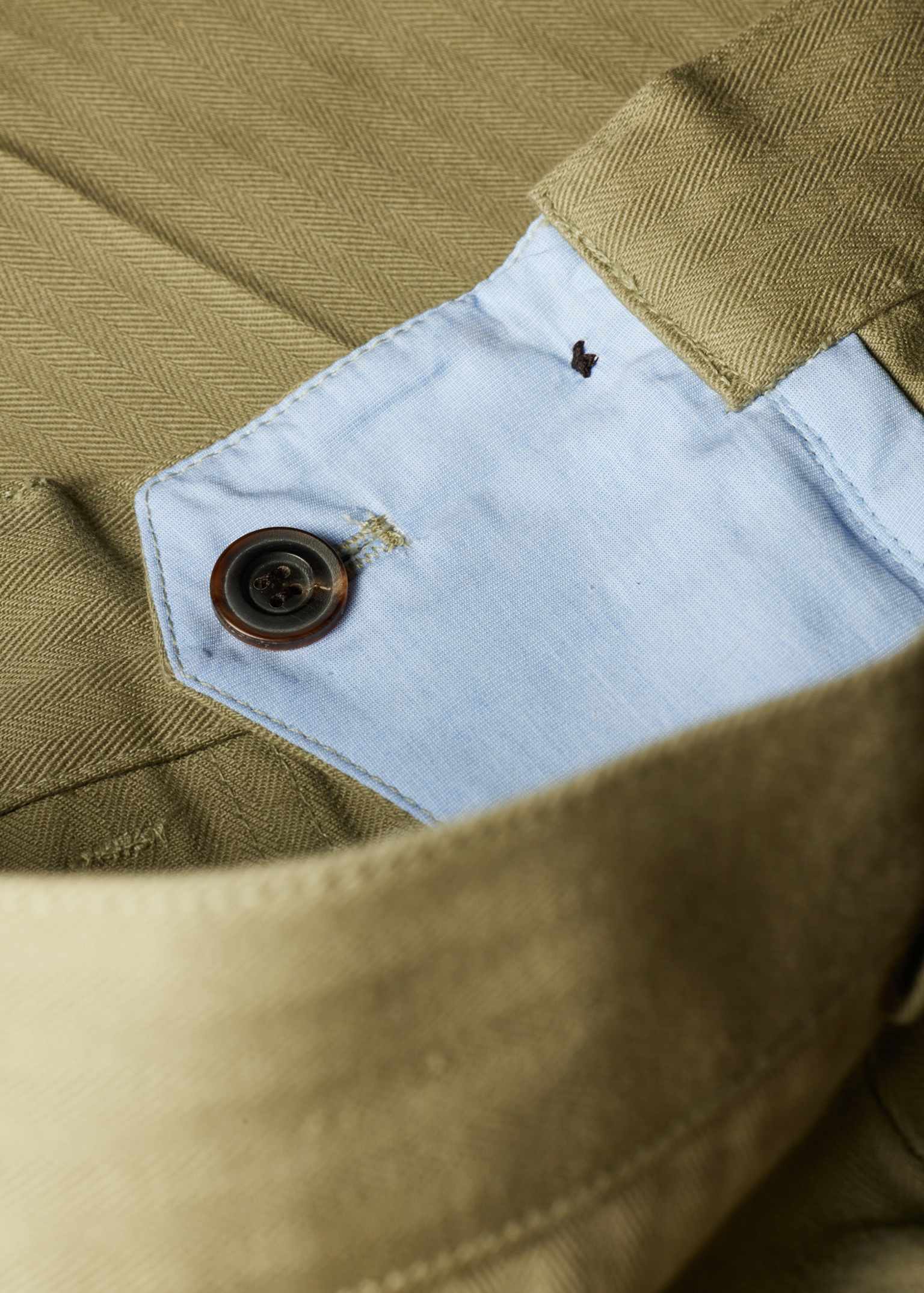 Stone Cotton Herringbone Fatigue Trouser