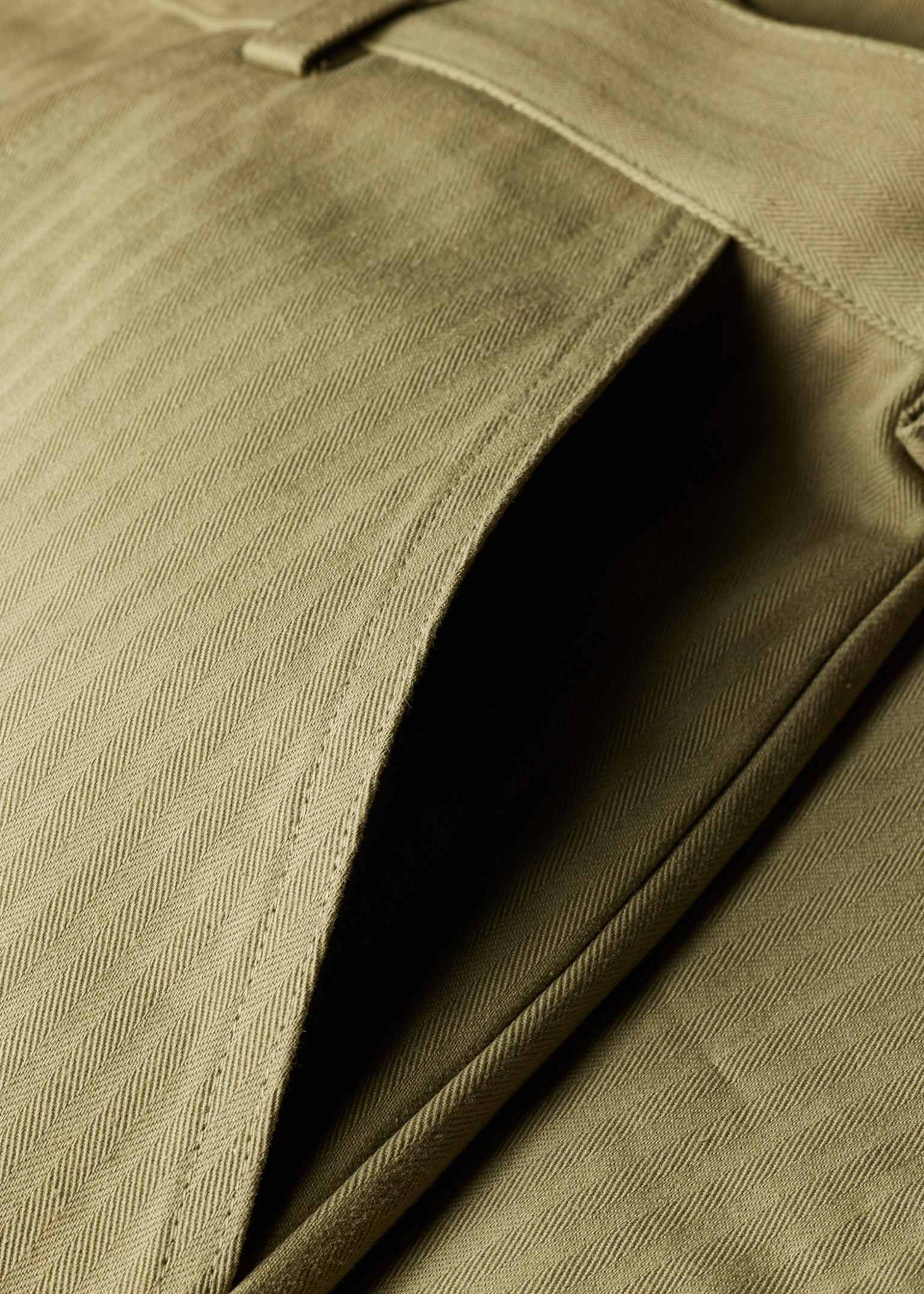 Stone Cotton Herringbone Fatigue Trouser