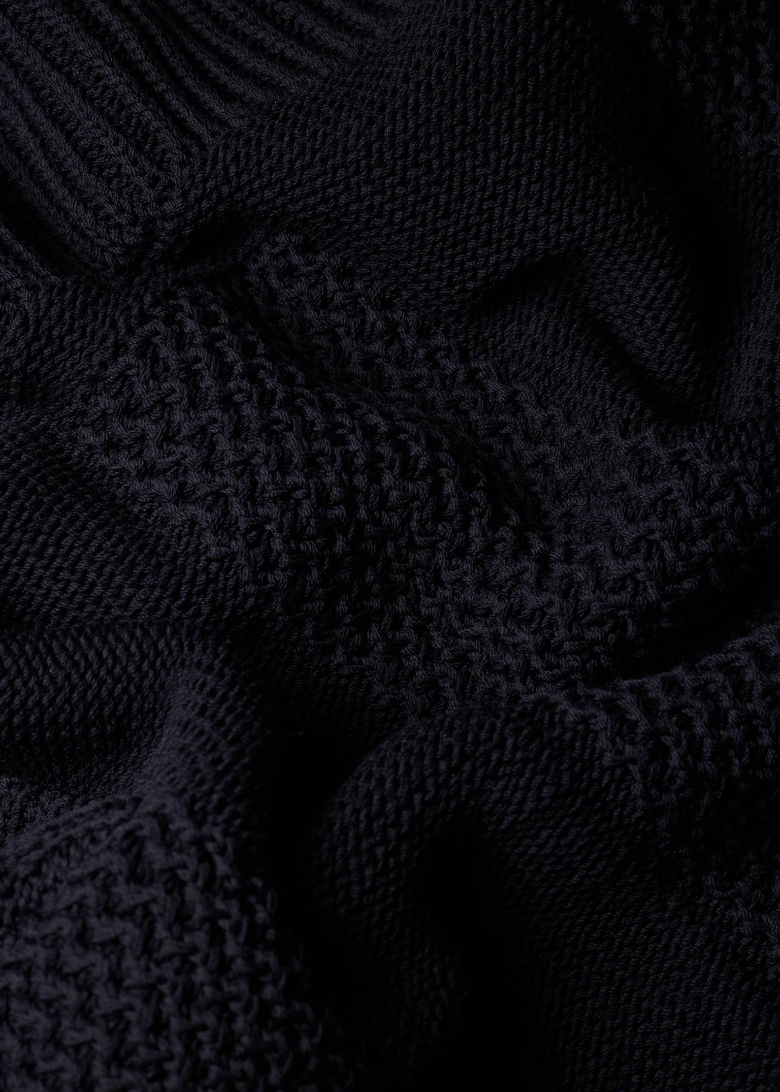 Paul Smith Wool×Cotton×Acrylic Knit Navy Cotton Fisherman Sweater