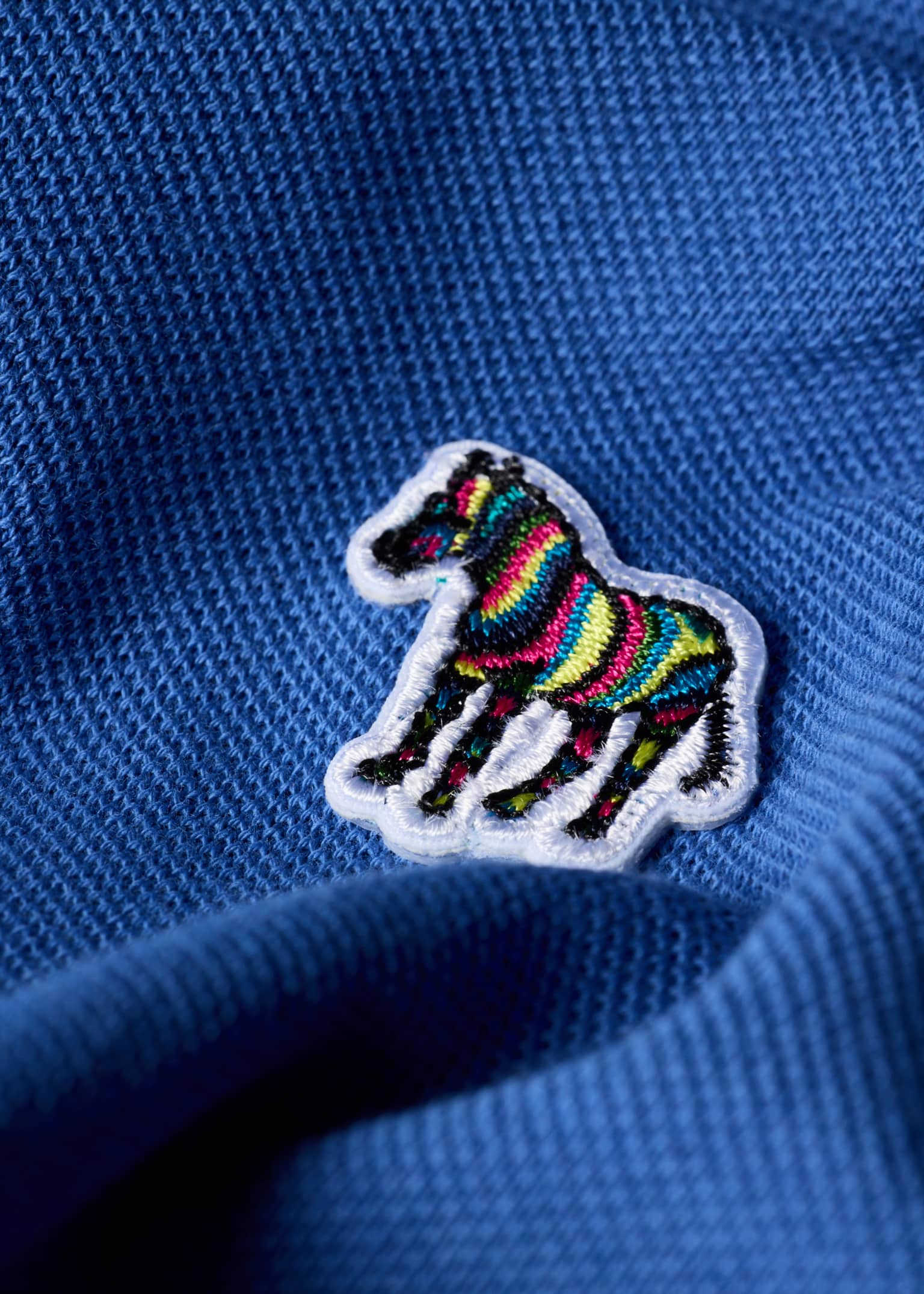Men's Mid Blue Organic Cotton Zebra Polo Shirt Paul Smith