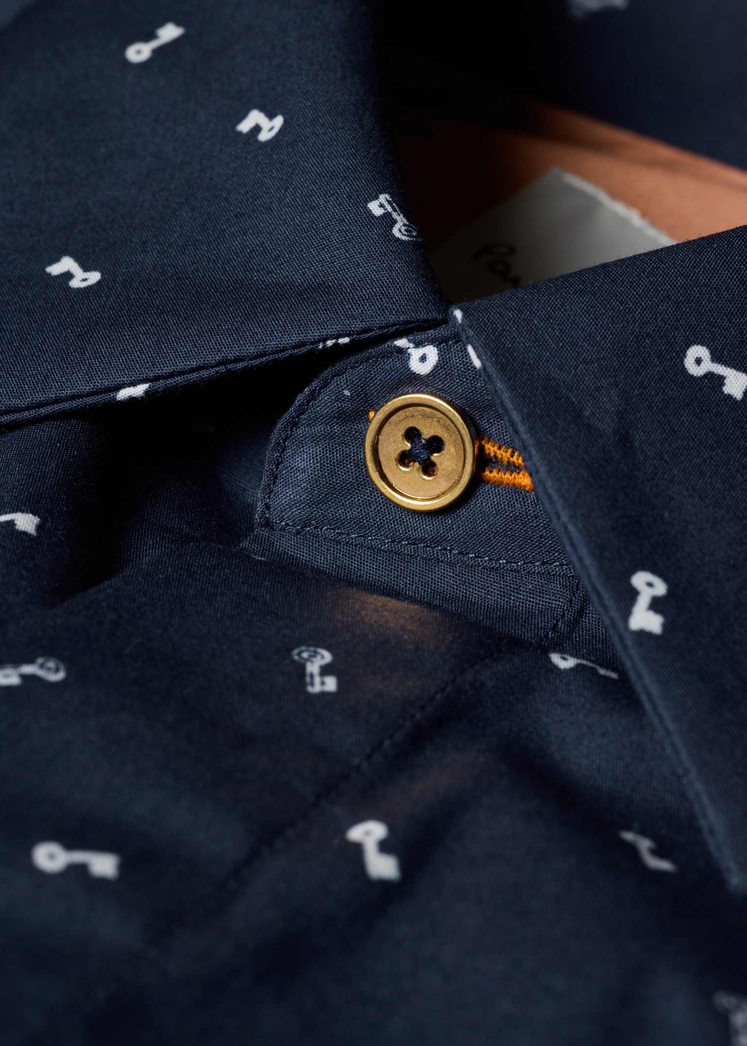 Paul Smith シャツ Men's Slim-Fit Navy Ditsy Key Print Shirt