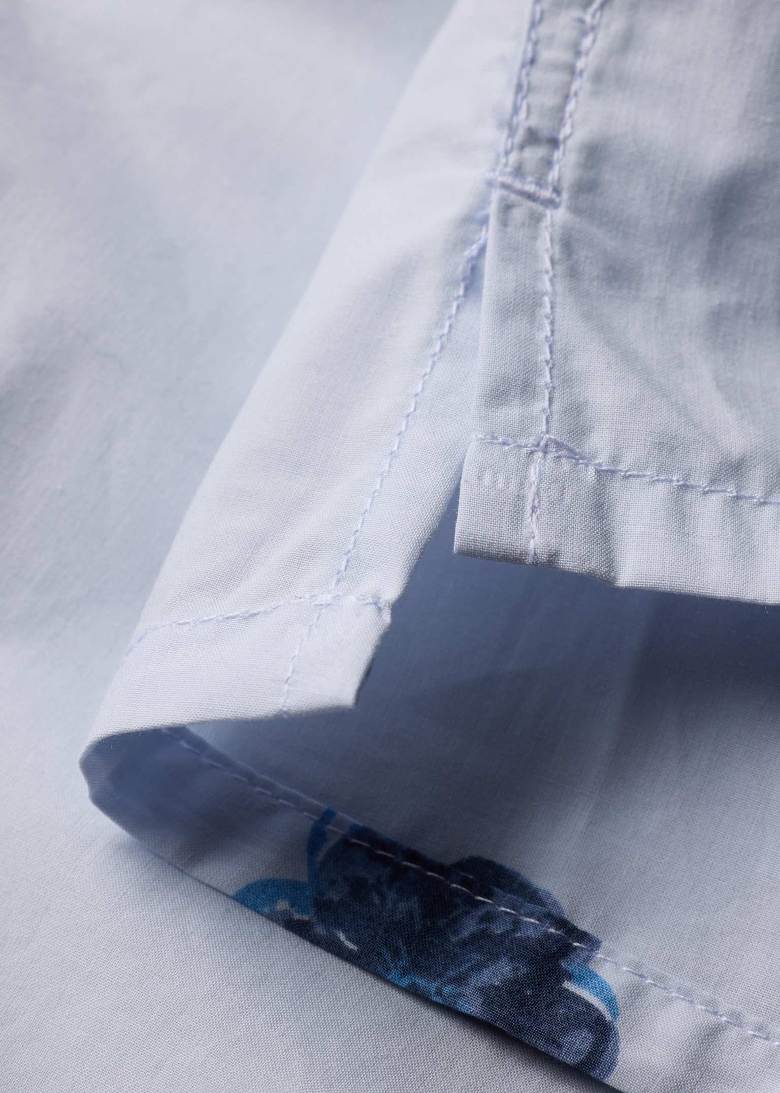 Men's Light Blue 'Zine Floral' Print Cotton Shirt