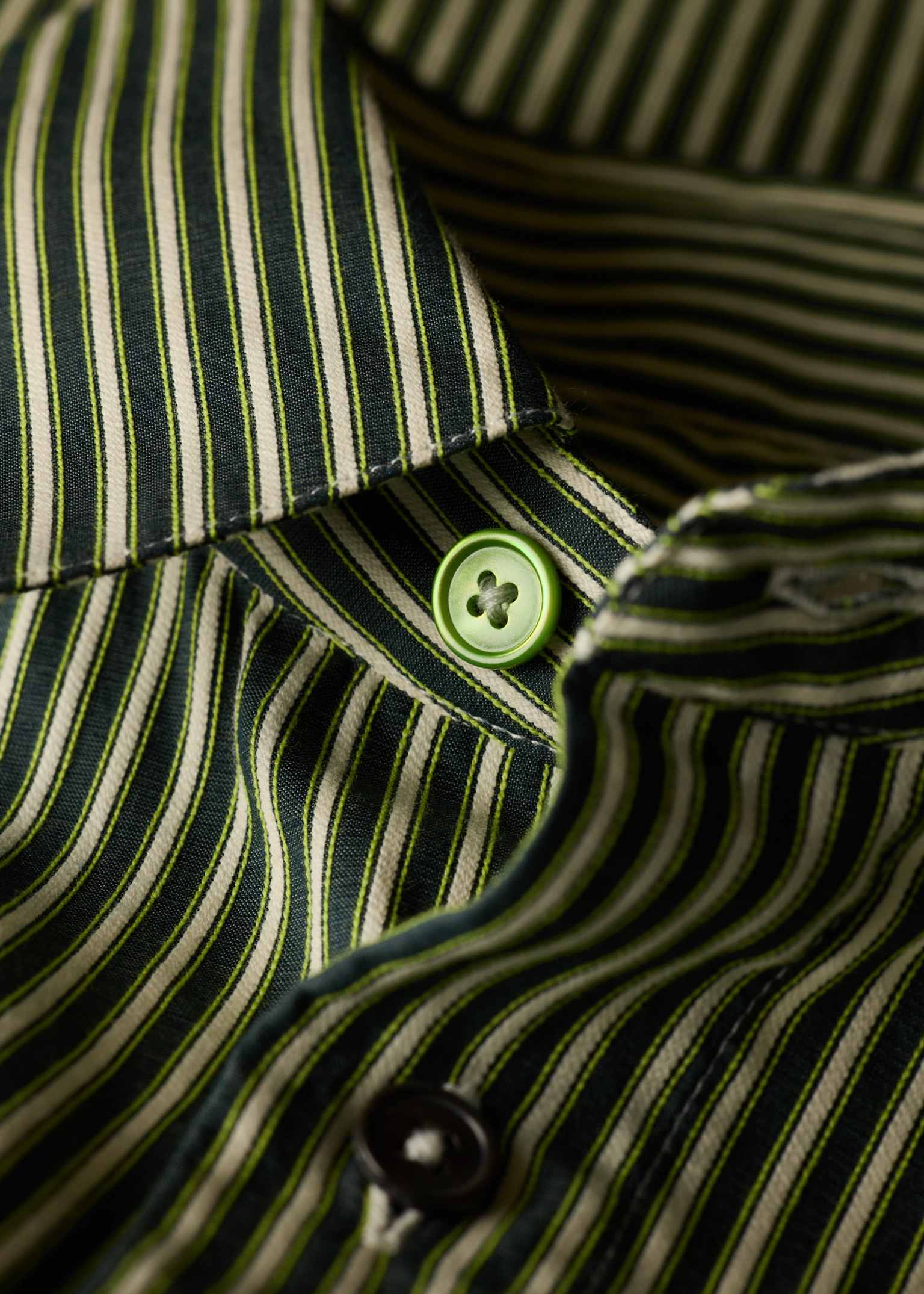 Men's Green Stripe Oversized Cotton-Silk Shirt
