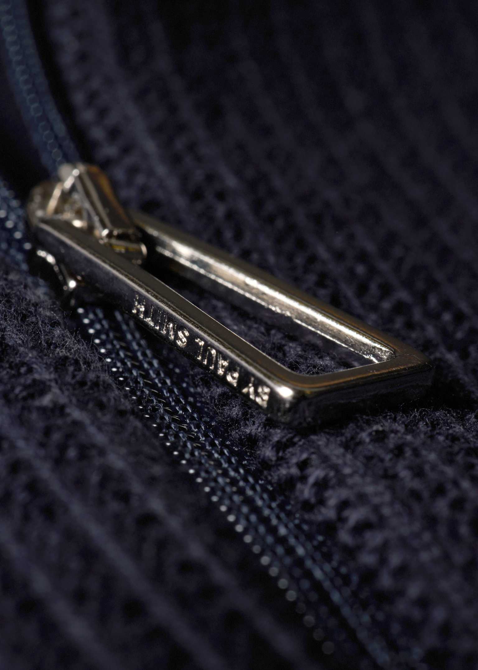 Men's Navy Textured-Cotton Zip Cardigan