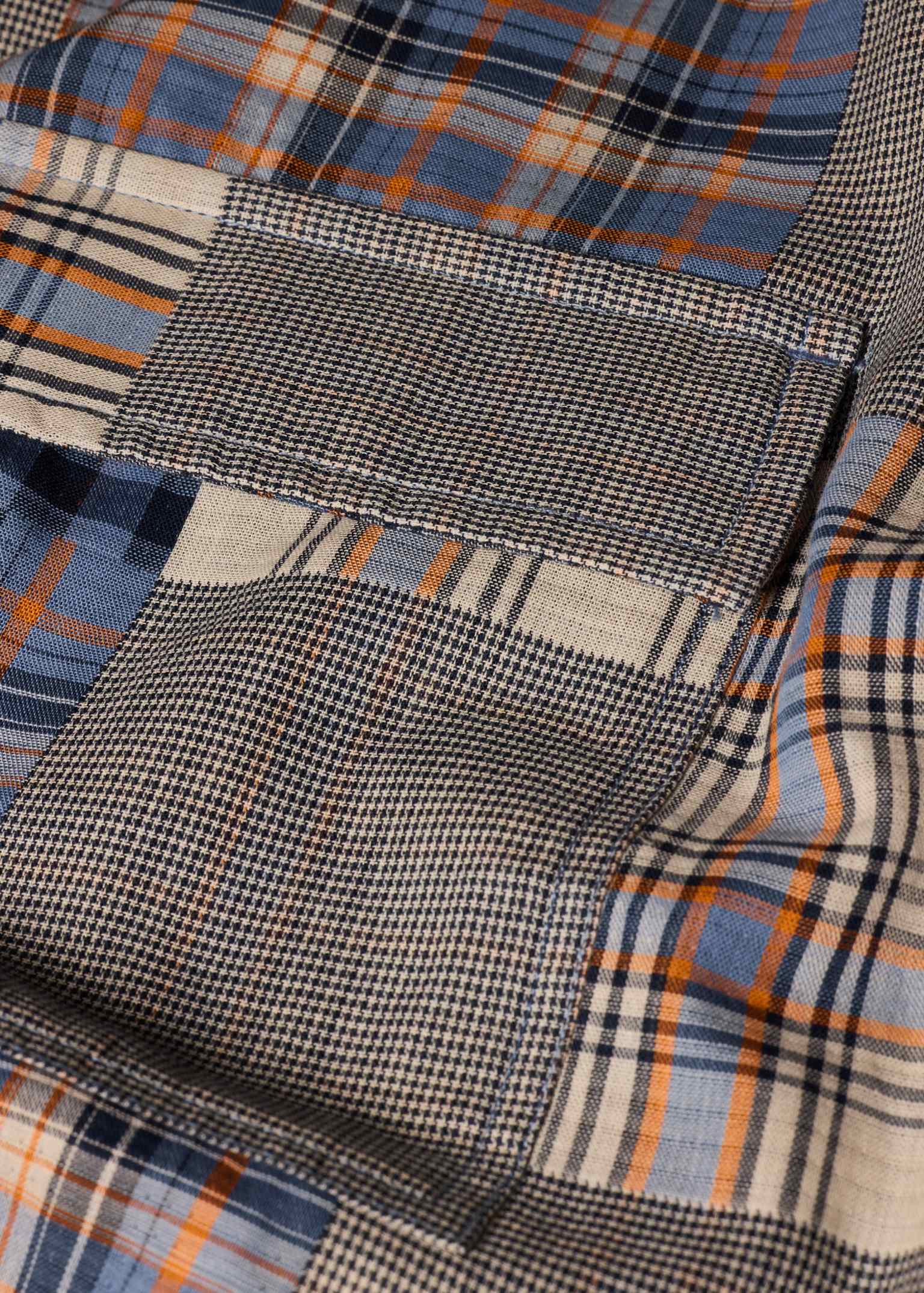 Men's Blue Patchwork Check Chore Jacket