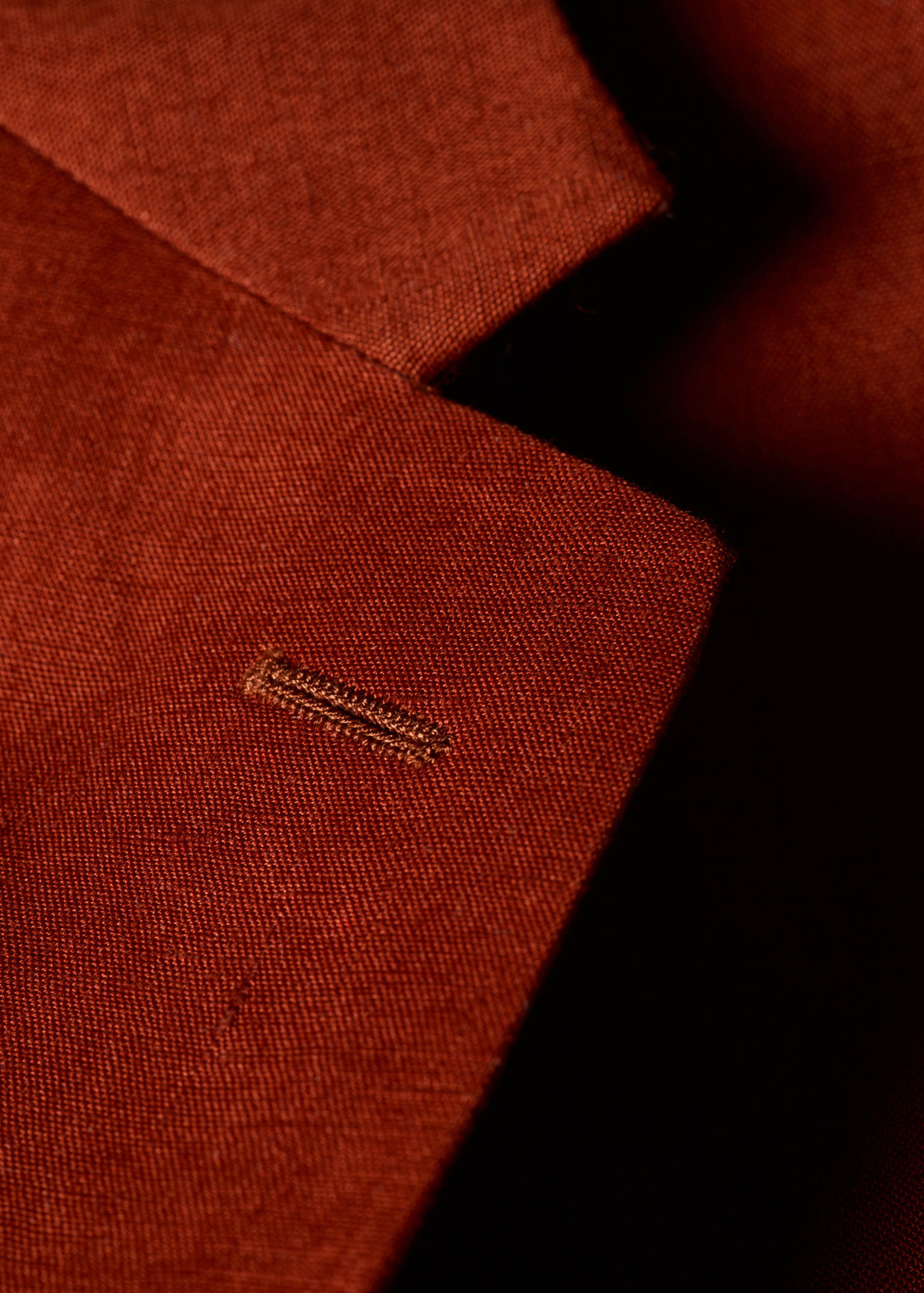 Men's Rust Red Linen Two-Button Blazer