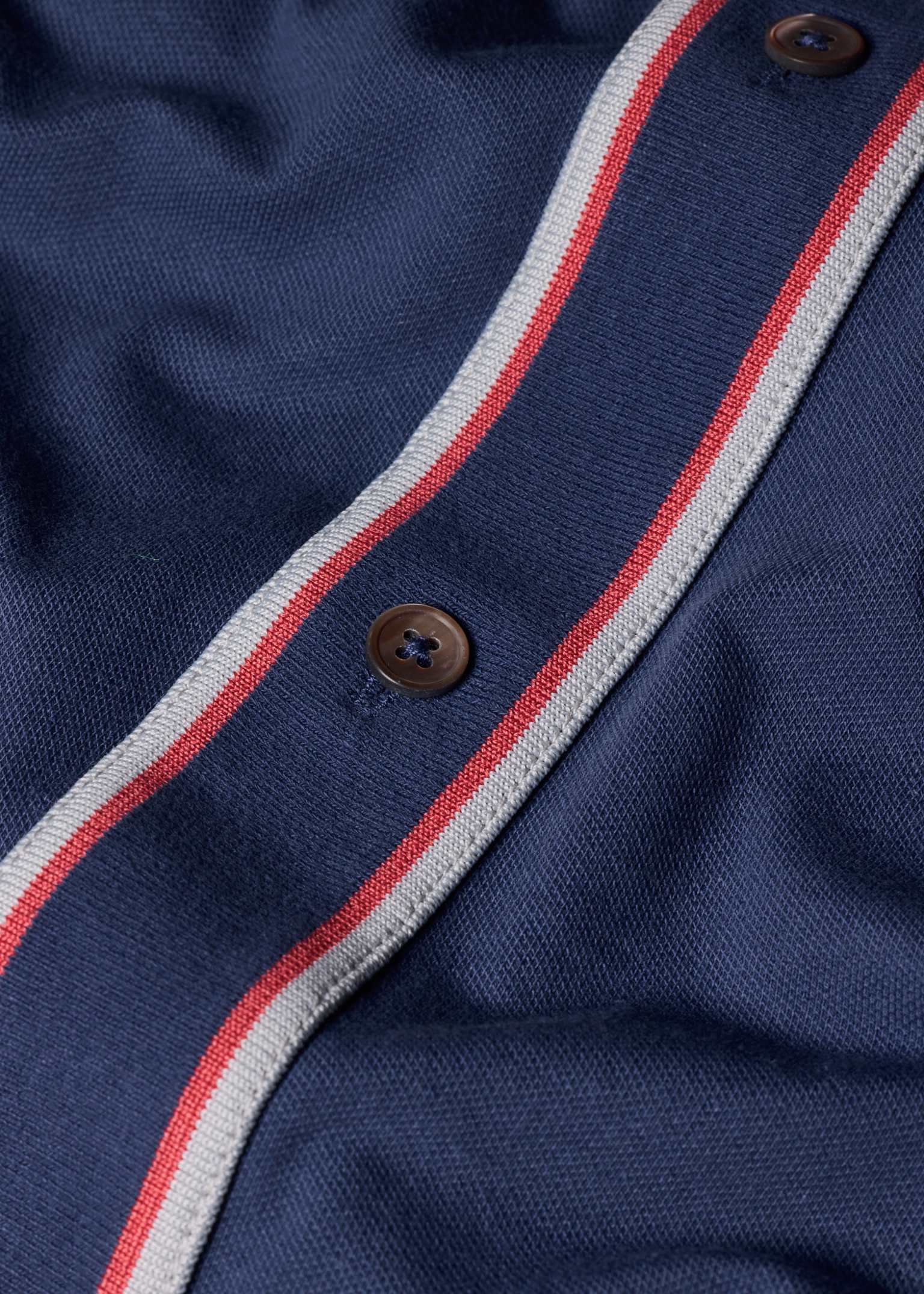 Men's Blue Button-Through Polo Shirt