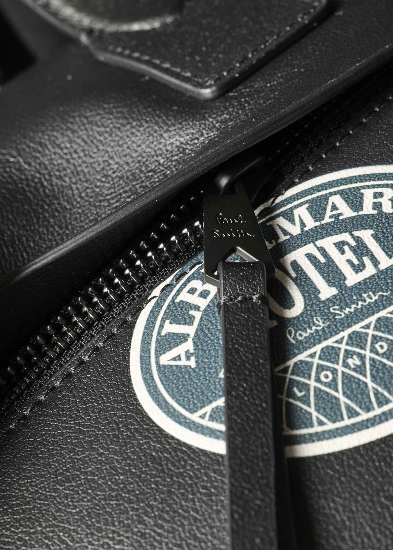 Black 'Hotel Stickers' Leather Folio