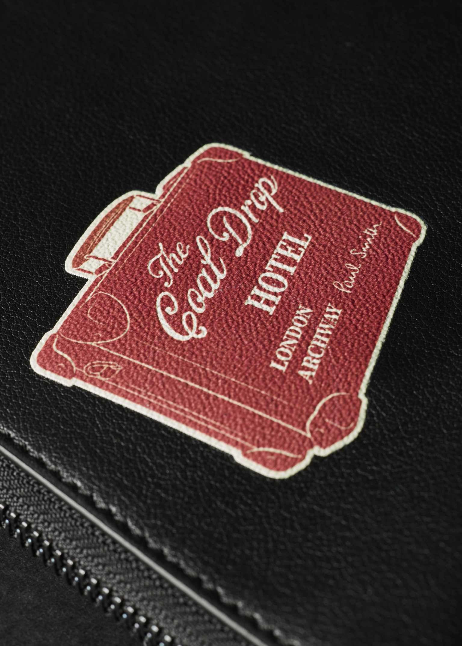 Men's Black 'Hotel Stickers' Leather Document Case