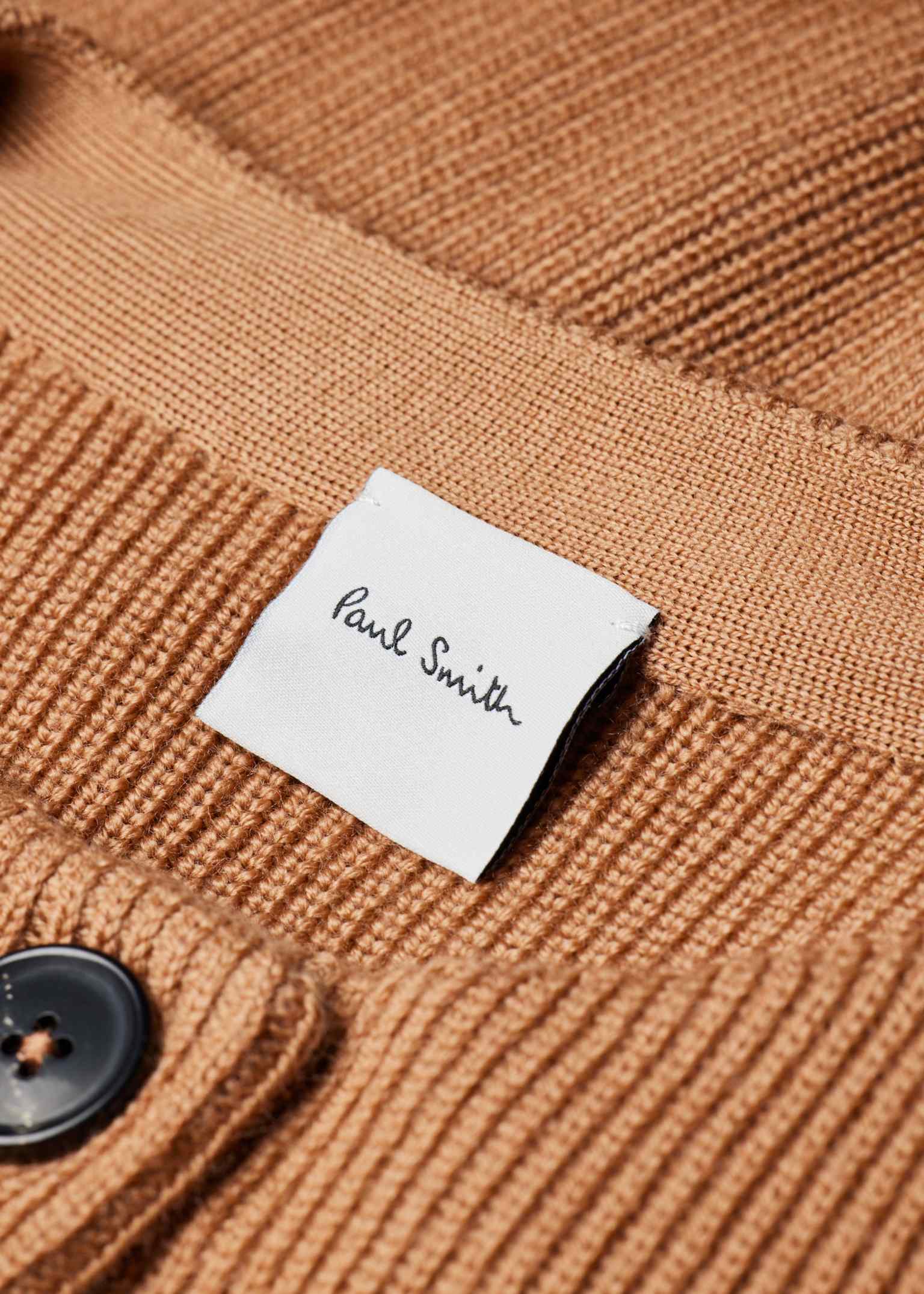 Women's Tan 'Rabbit' Embroidery Merino Wool Cardigan