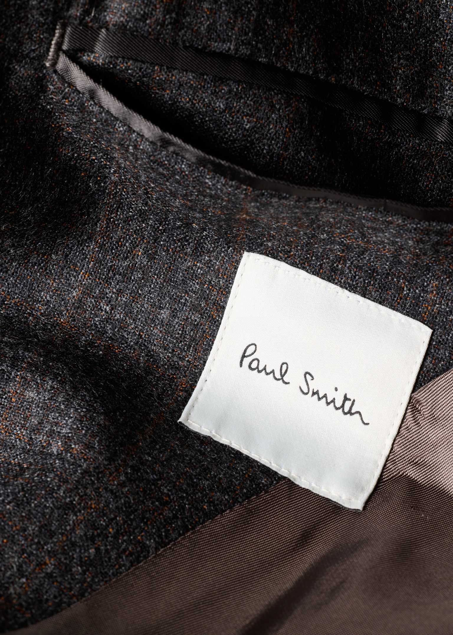 ジャケット・アウター PAUL SMITH High-Neck Urban Wool Coat Men's Grey and Brown Check Wool Work Jacket