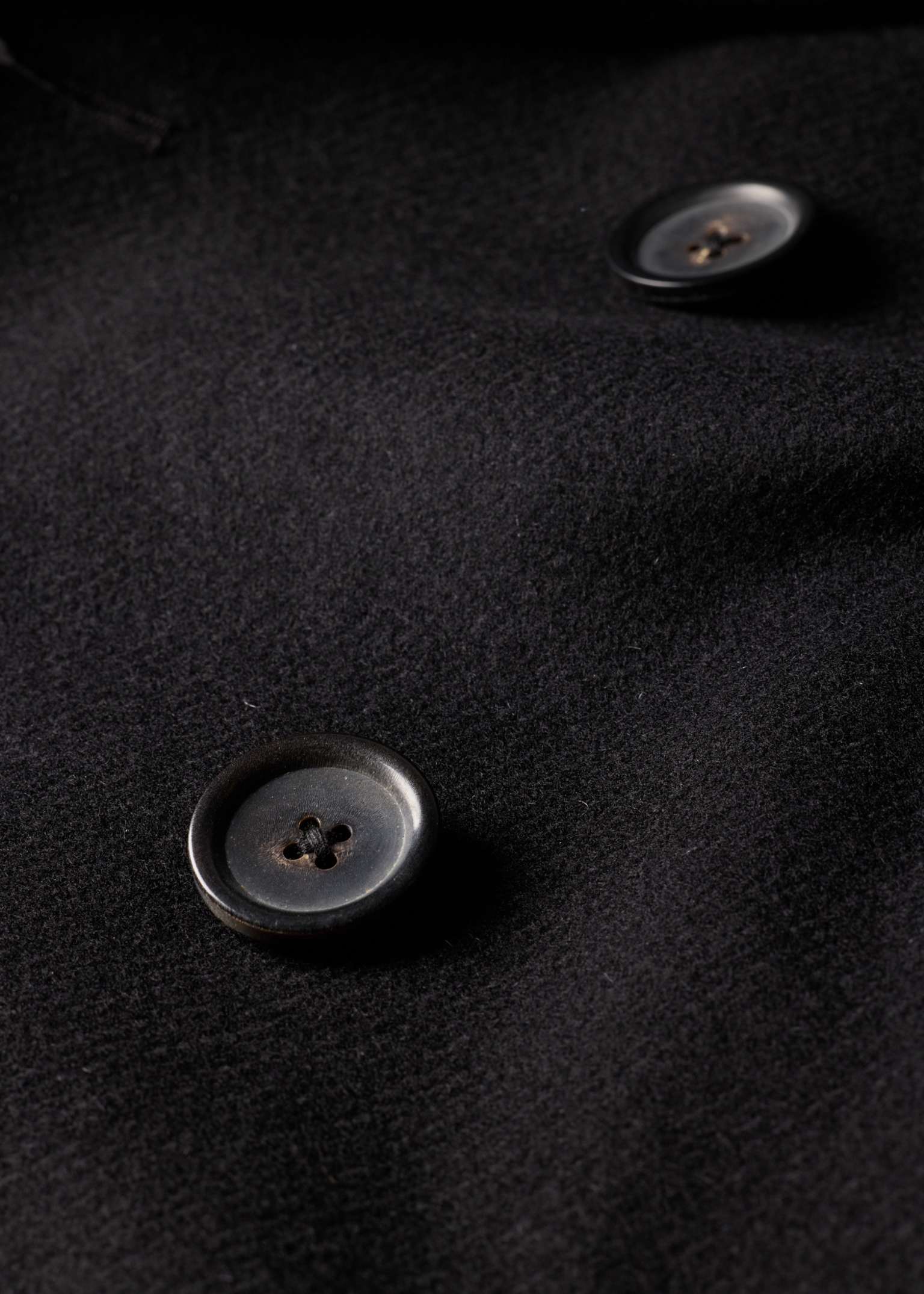 Men's Black Wool-Blend Pea Coat