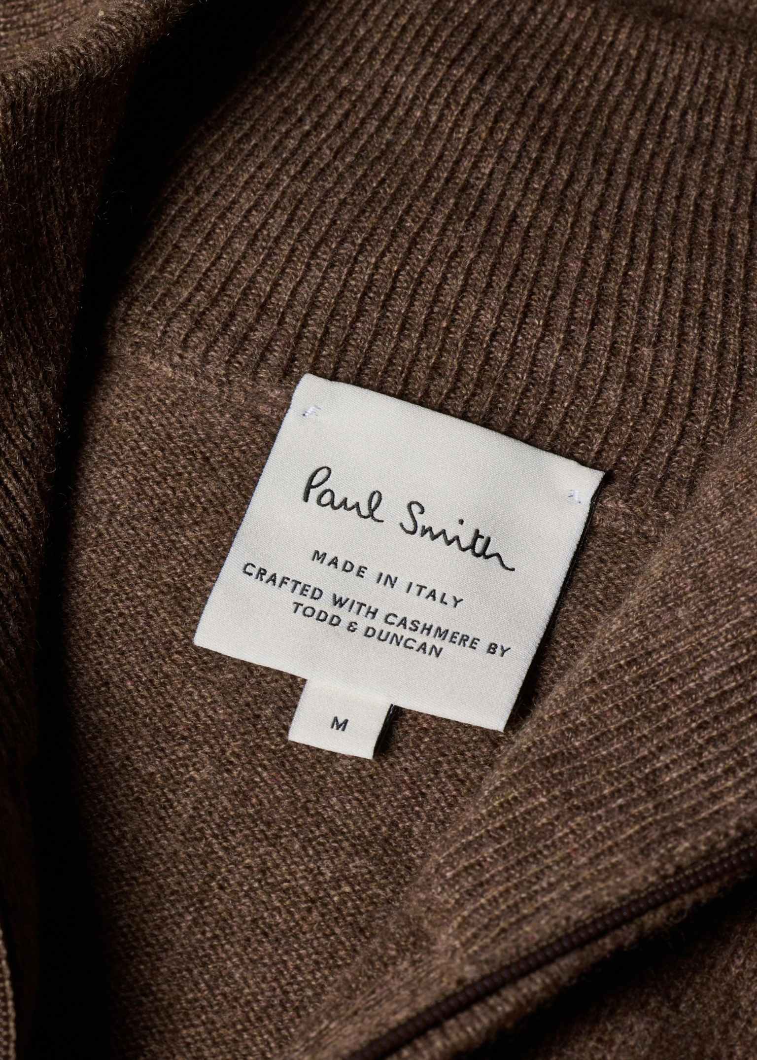Men's Mid Brown Cashmere Zip Cardigan