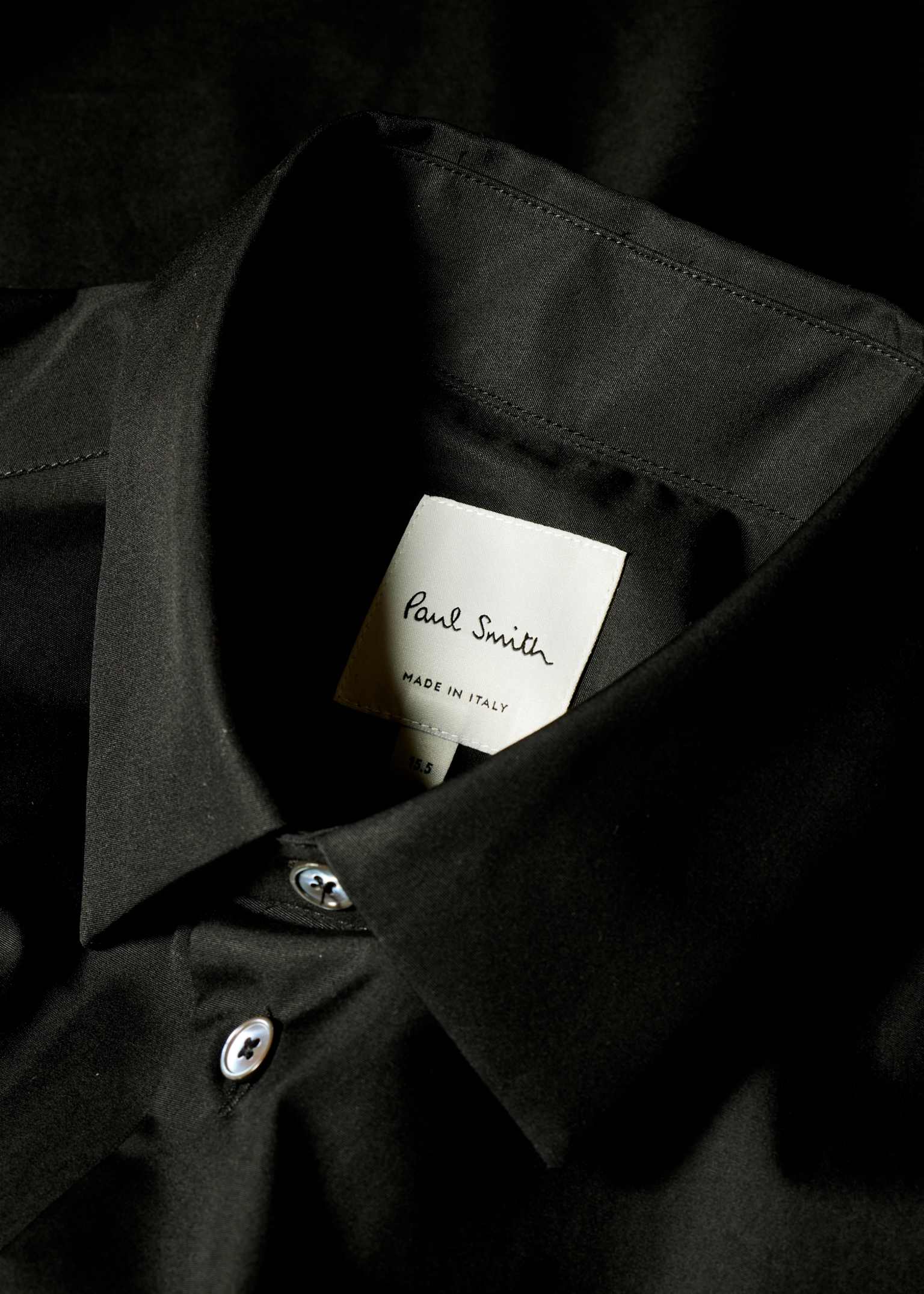 Men's Slim-Fit Black Cotton Poplin Shirt