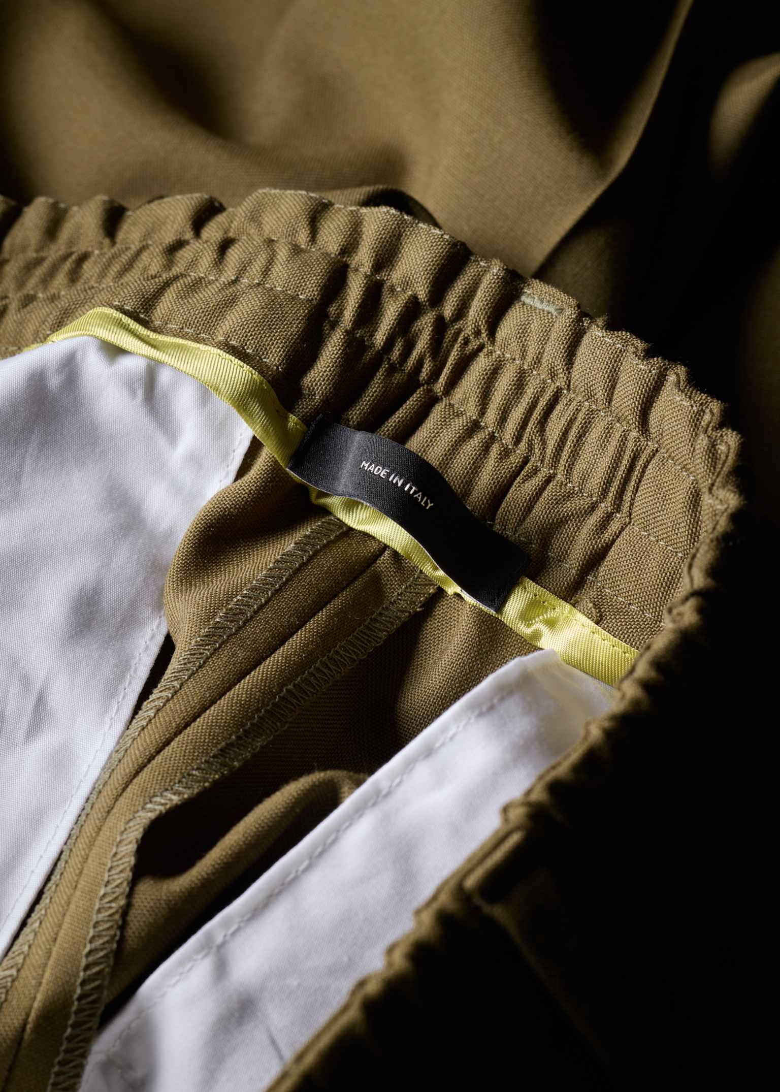 Women's Olive Wool Hopsack Wide-Leg Trousers