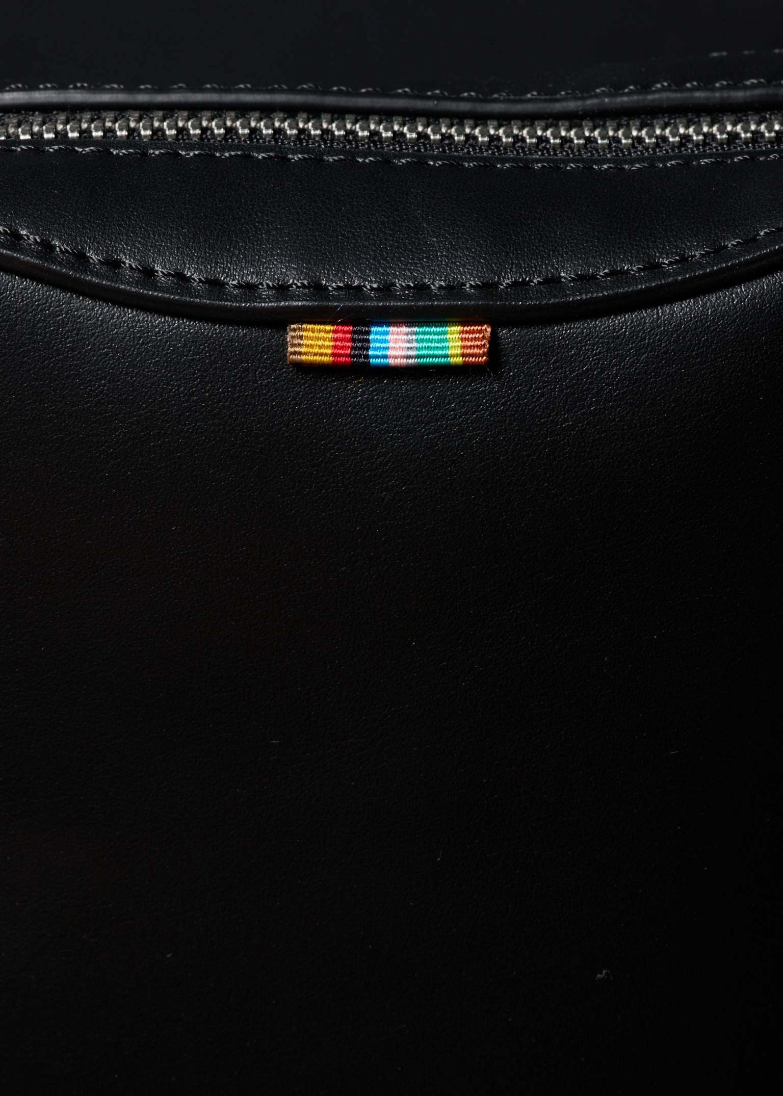 Black Signature Tab Leather Cross Body Pouch