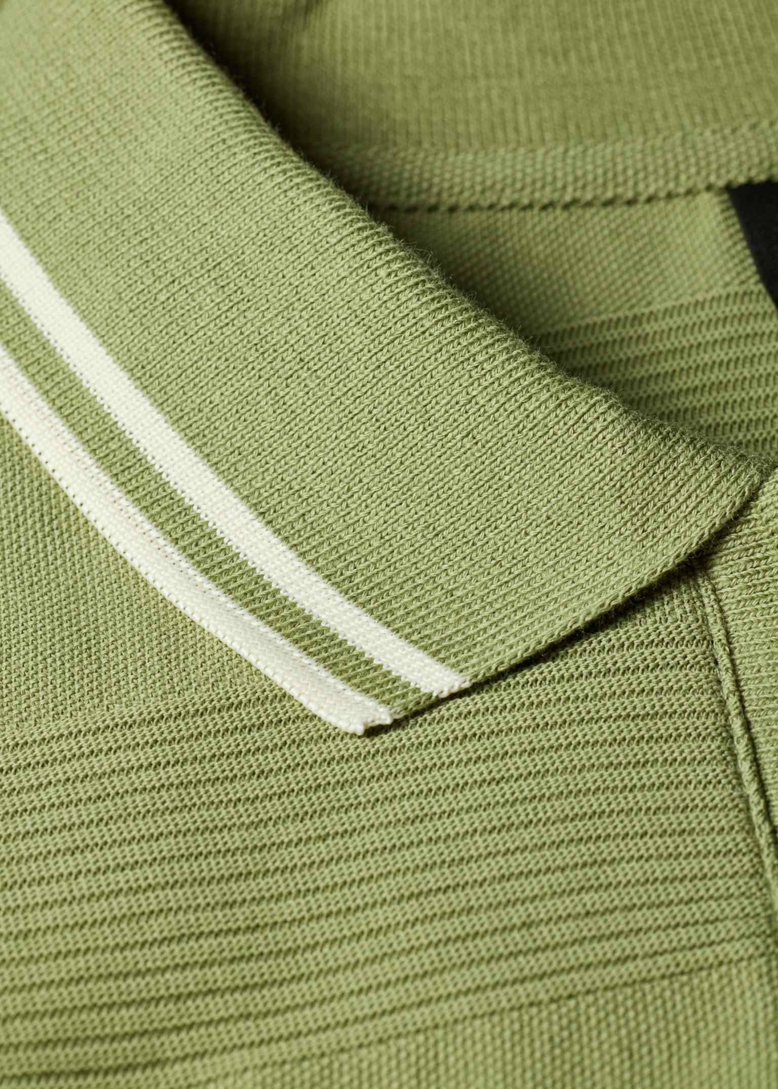 Men's Green Textured Stripe Zip Polo Shirt