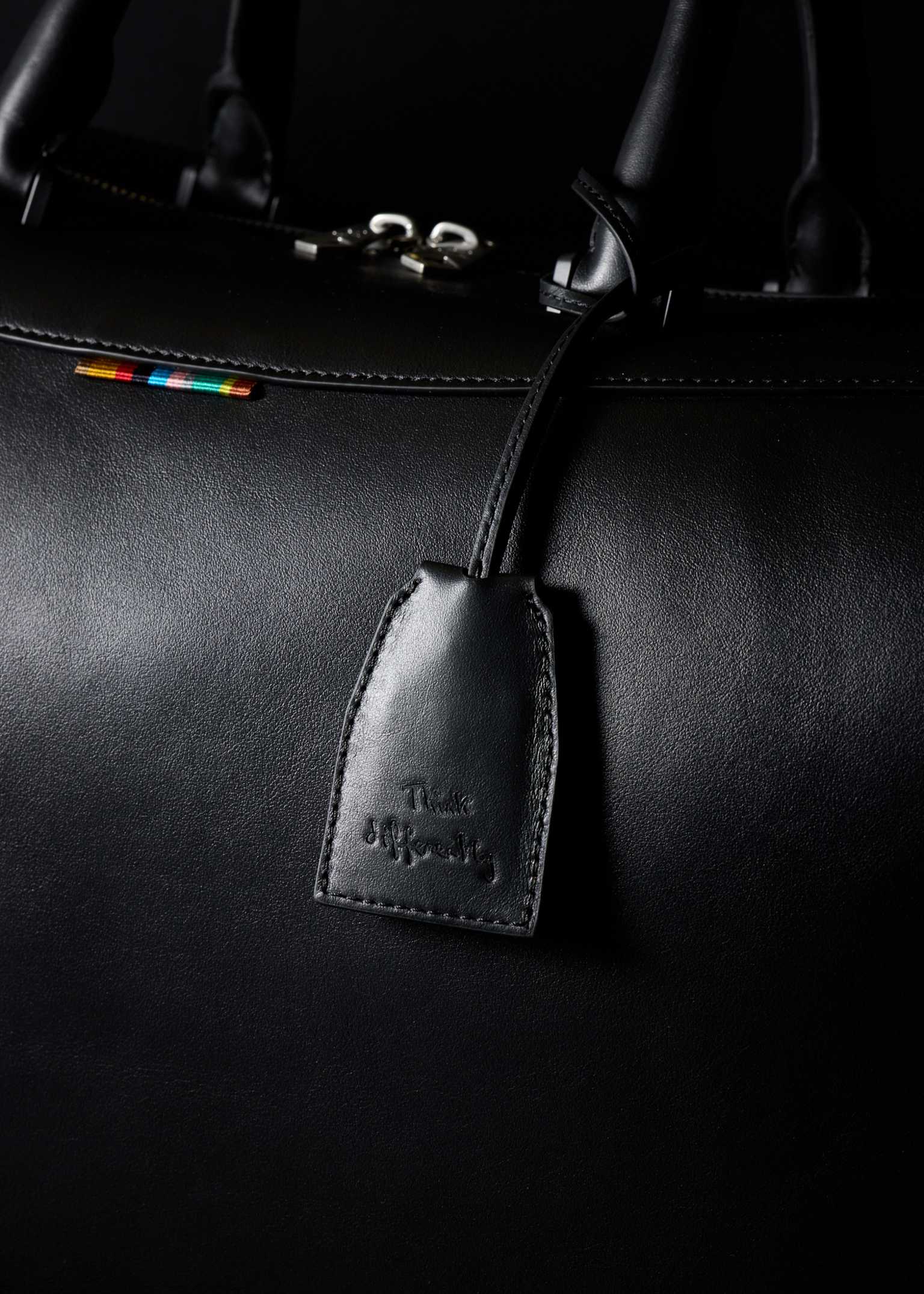 Black Signature Tab Leather Holdall