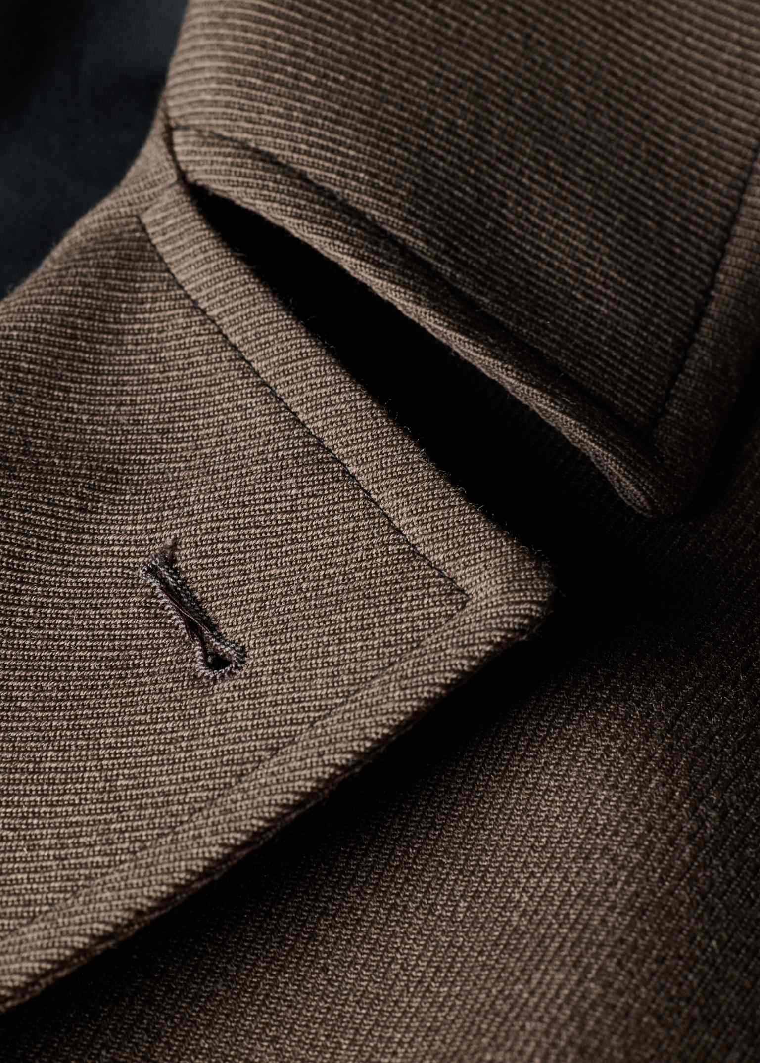 Men's Oversized Brown Wool-Twill Double-Breasted Coat