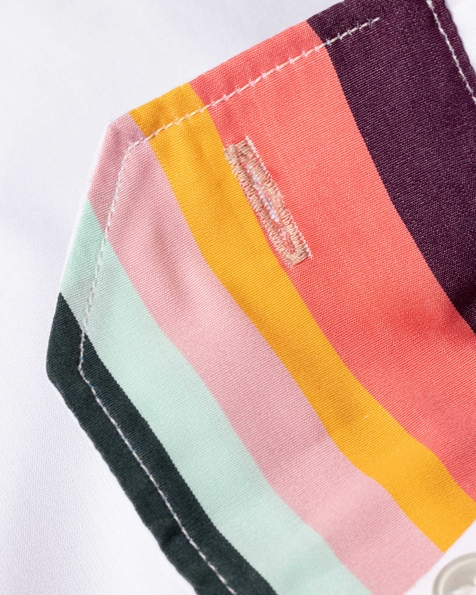 Detail View - Slim-Fit White Poplin Cotton Shirt With 'Artist Stripe' Cuff Lining Paul Smith