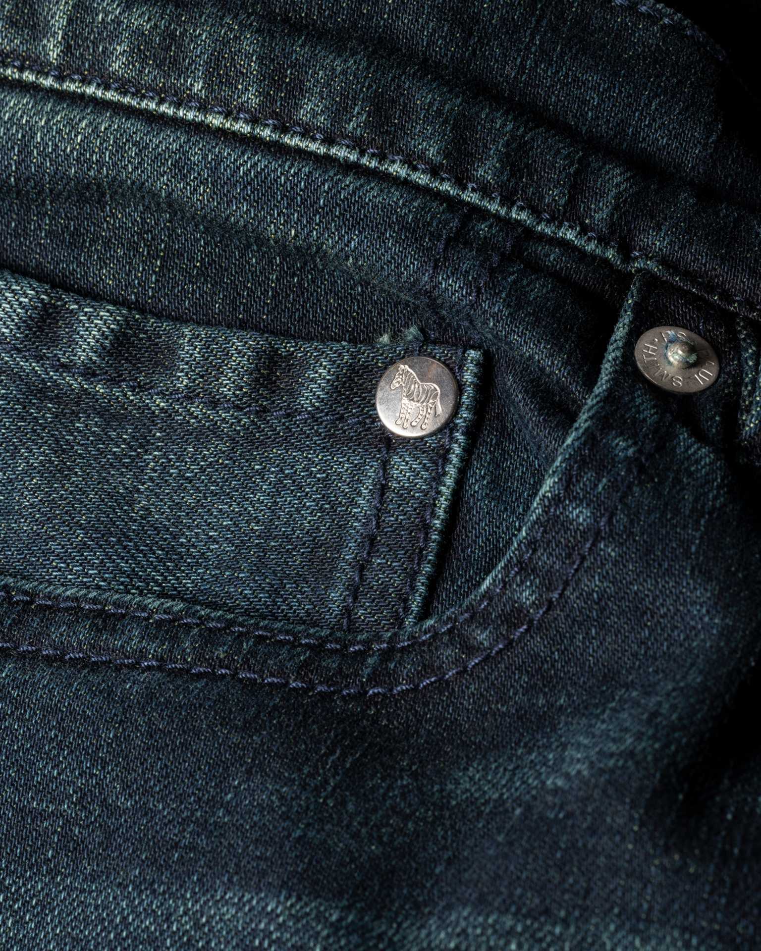 Detail View - Slim-Standard Navy-Wash 'Crosshatch Stretch' Jeans Paul Smith