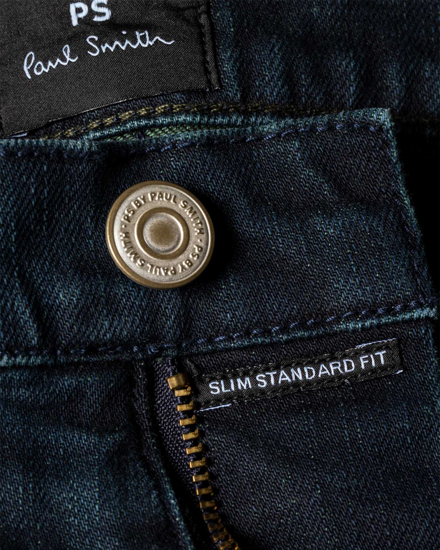 Detail View - Slim-Standard Navy-Wash 'Crosshatch Stretch' Jeans Paul Smith
