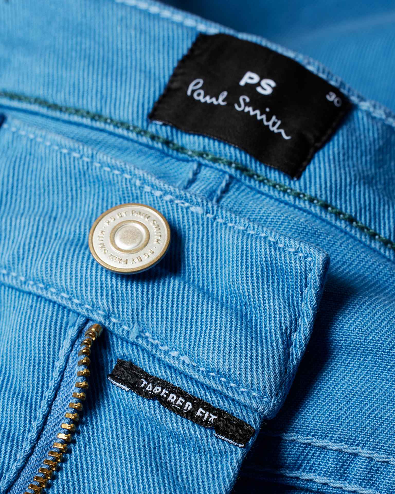 Tapered-Fit Bright Blue Garment-Dyed Organic Cotton-Stretch Jeans