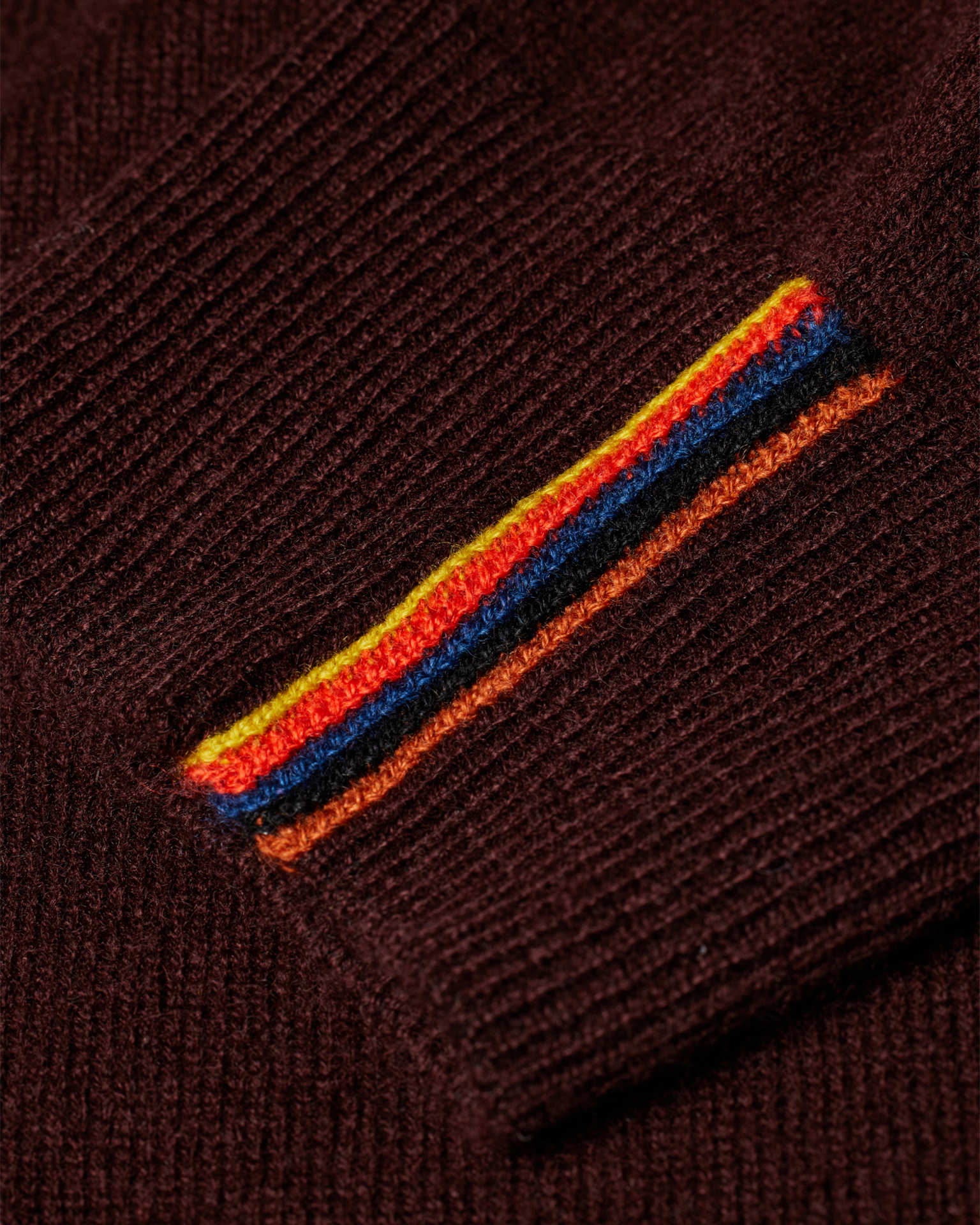 Detail View - Burgundy Cashmere Full-Zip Cardigan Paul Smith