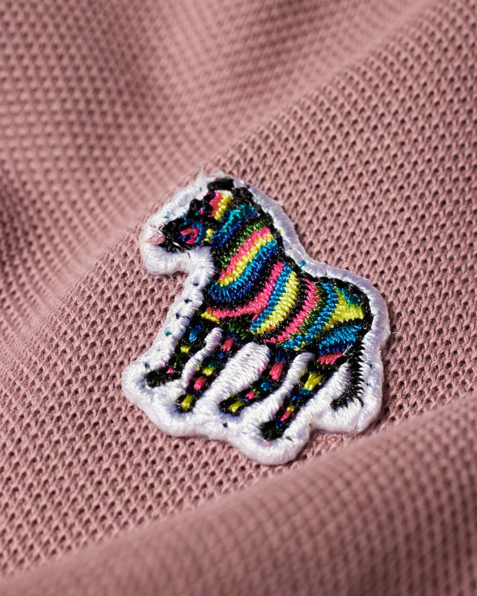 Detail View - Powder Pink Organic Cotton Zebra Polo Shirt Paul Smith