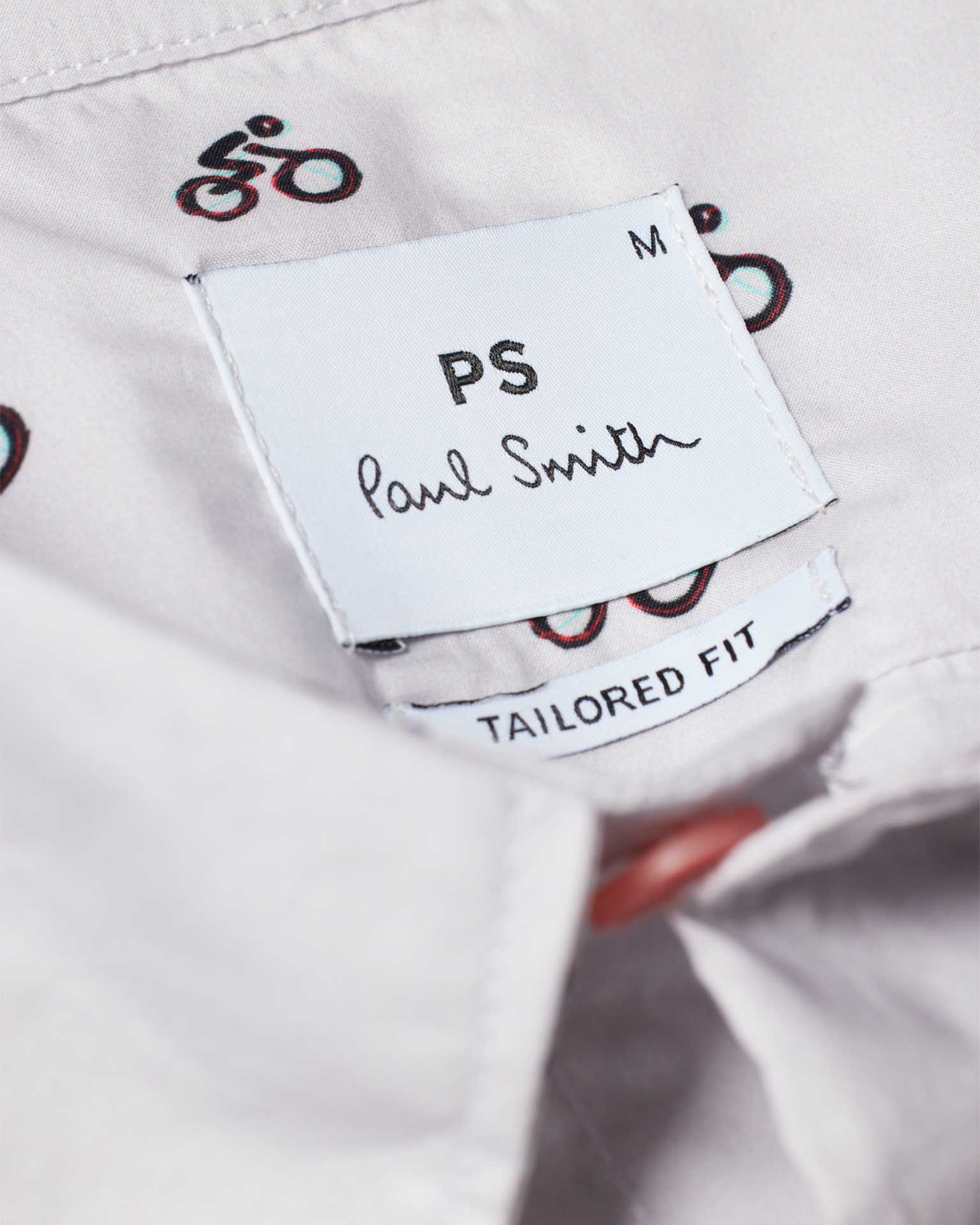 Men's Tailored-Fit White 'Cyclist' Print Shirt