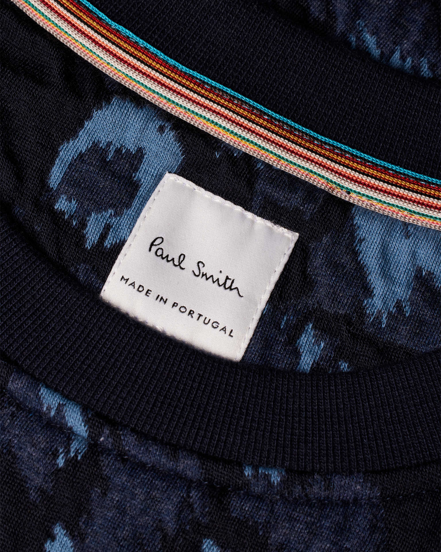 Men's Navy Cotton And Wool-Blend Leopard Jacquard Sweatshirt