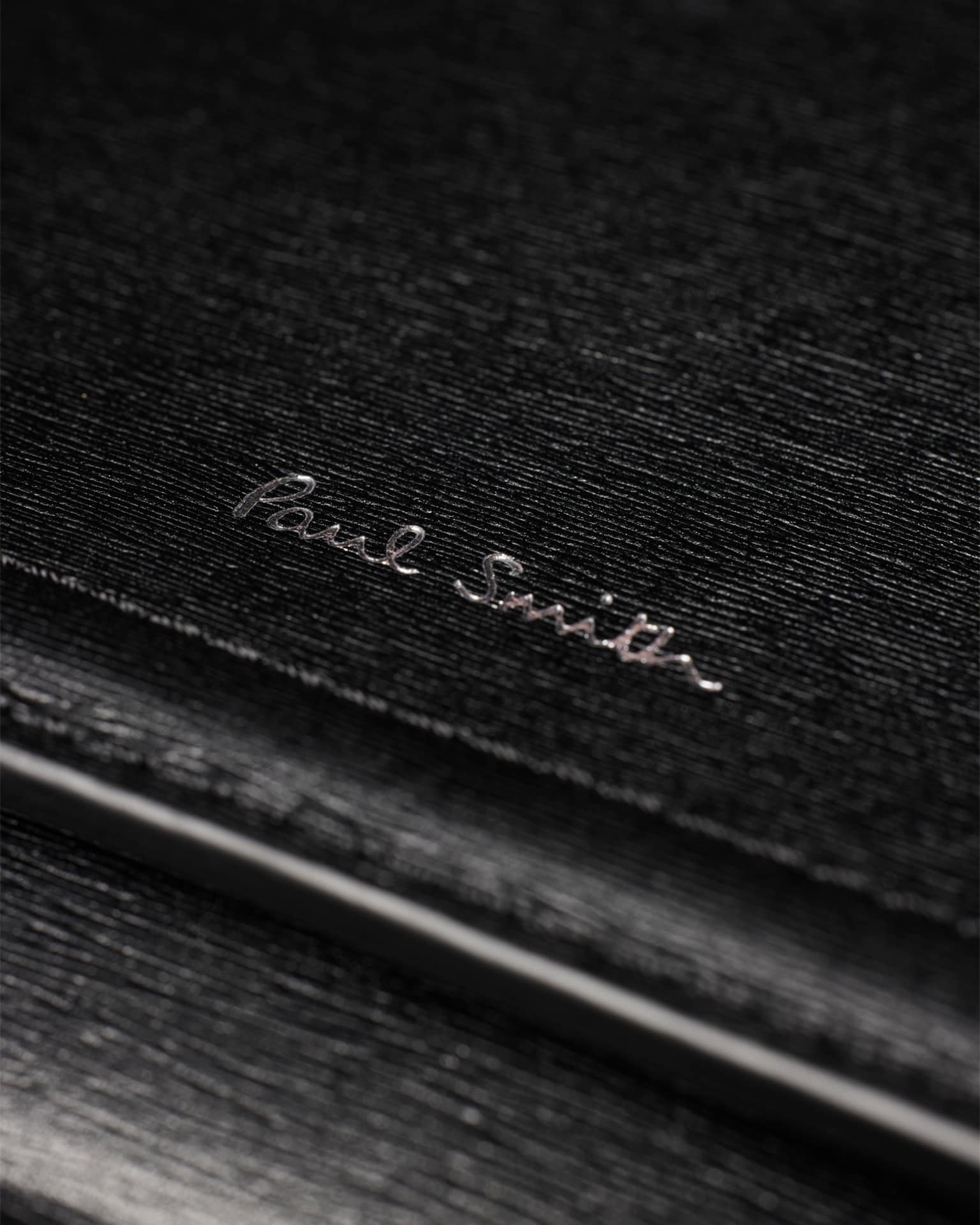 Black Straw-Grain Embossed Leather Messenger Bag