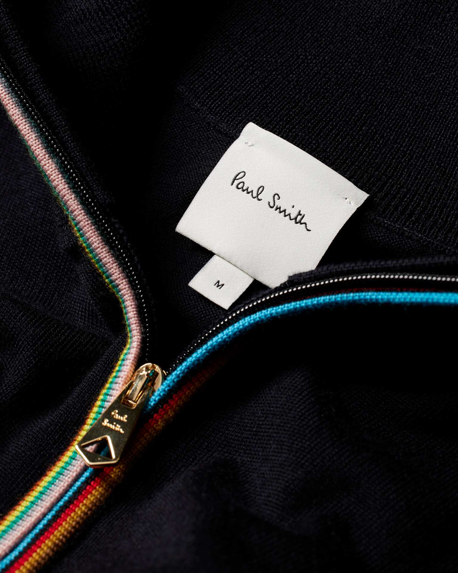Navy Washable Merino Wool 'Signature Stripe' Zip Cardigan