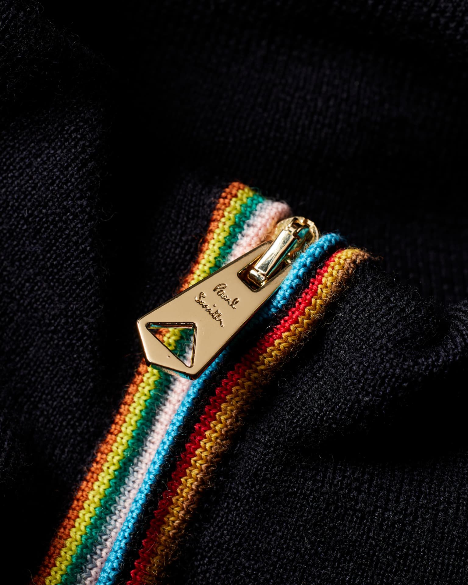 Navy Washable Merino Wool 'Signature Stripe' Zip Cardigan