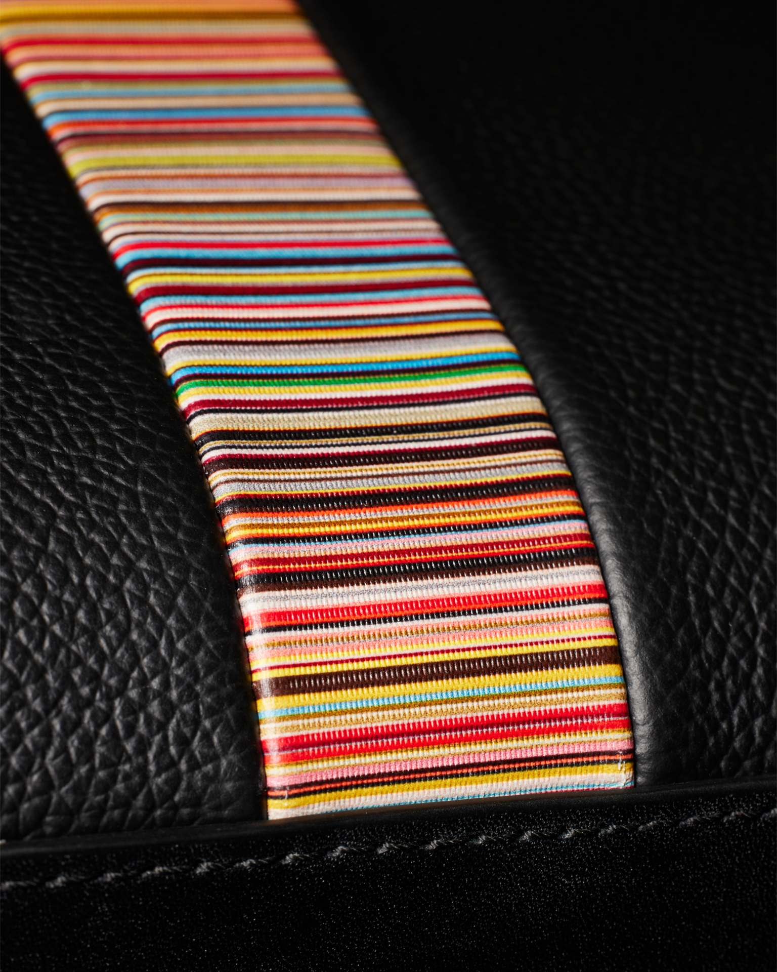 Men's Black Leather 'Signature Stripe' Trim Folio