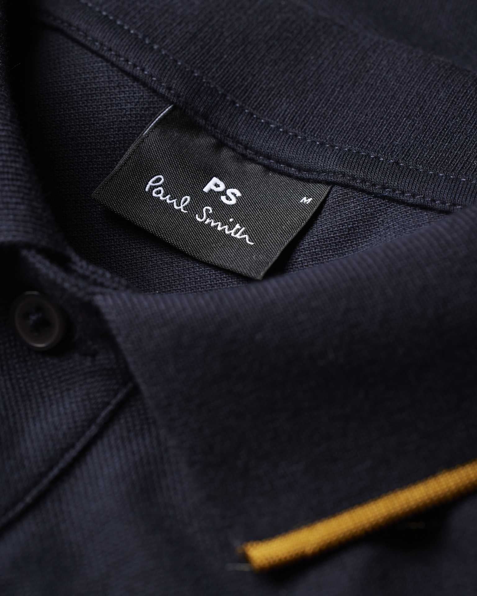Men's Slim-Fit Dark Navy Zebra Logo Polo Shirt With Mustard
