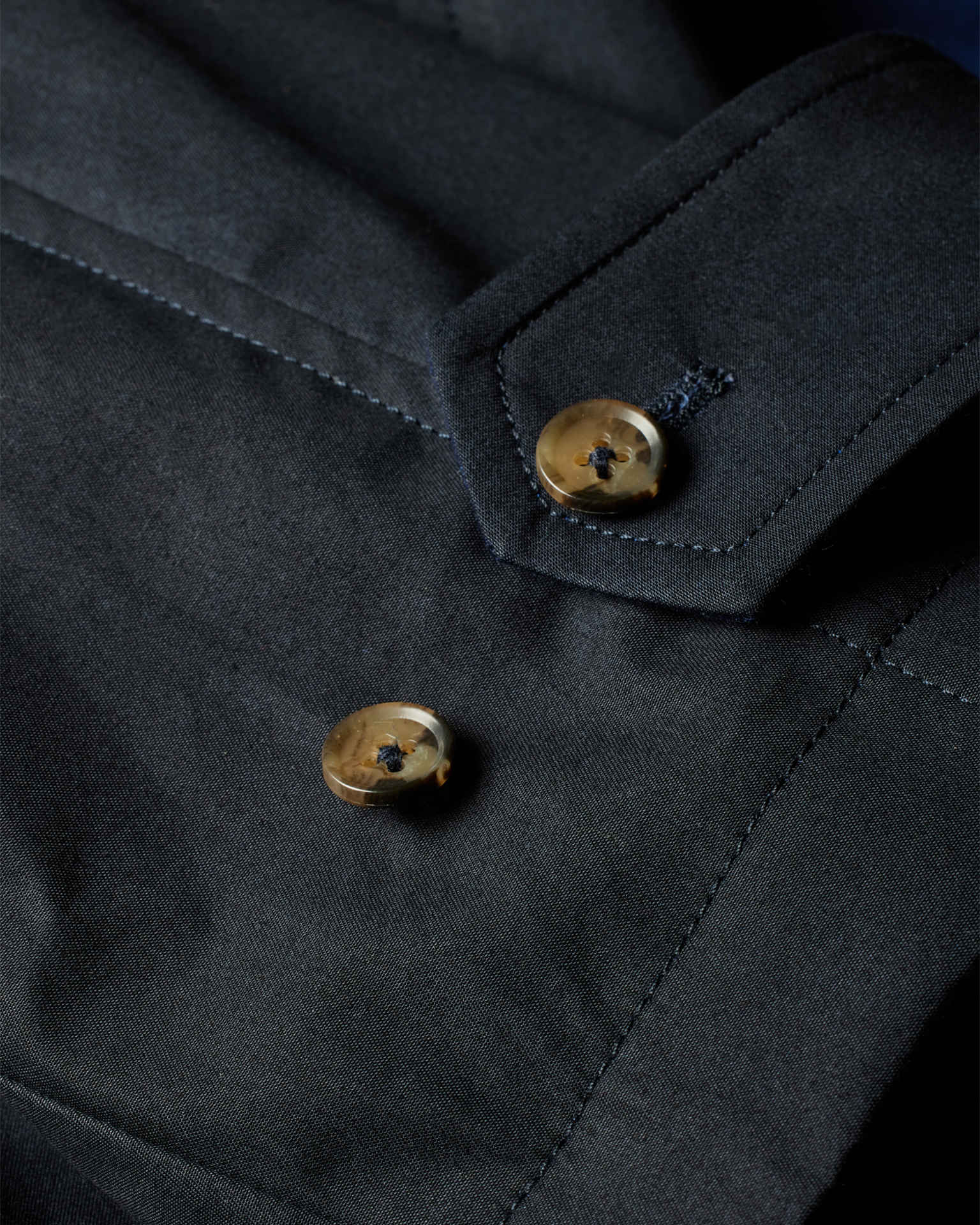Women's Navy Cotton Trapeze Jacket with Cobalt Collar