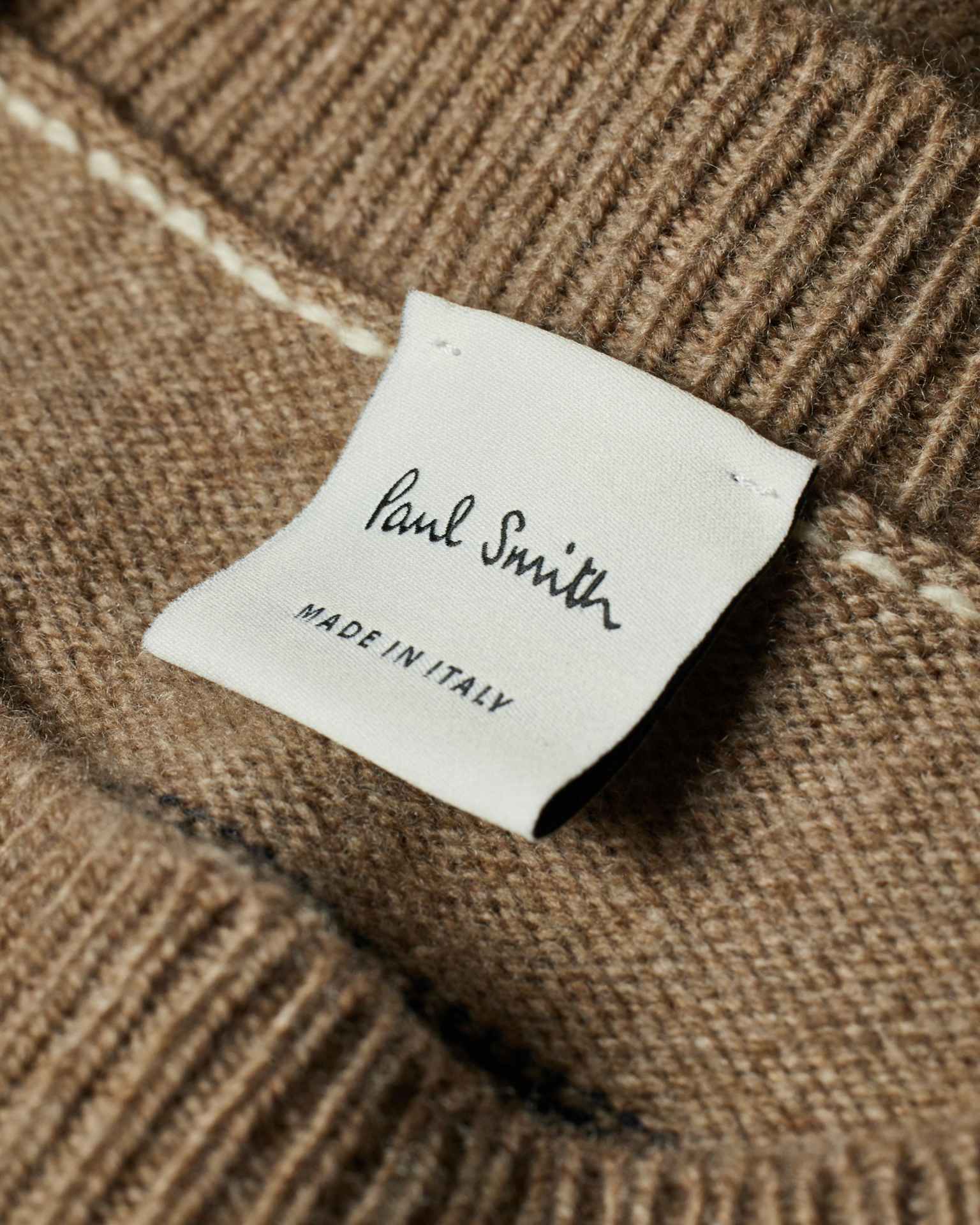 Detail View - Women's Navy and Oatmeal Lambswool-Blend Striped Sweater Paul Smith
