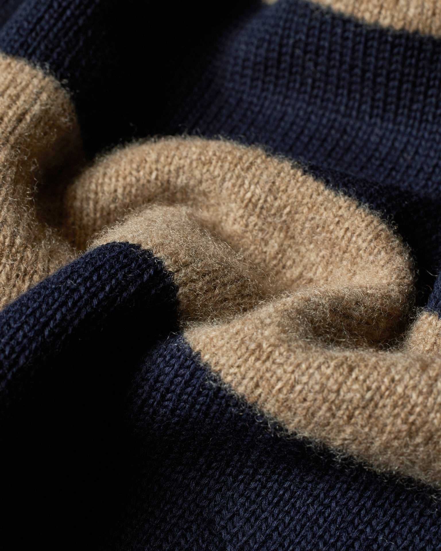 Detail View - Women's Navy and Oatmeal Lambswool-Blend Striped Sweater Paul Smith